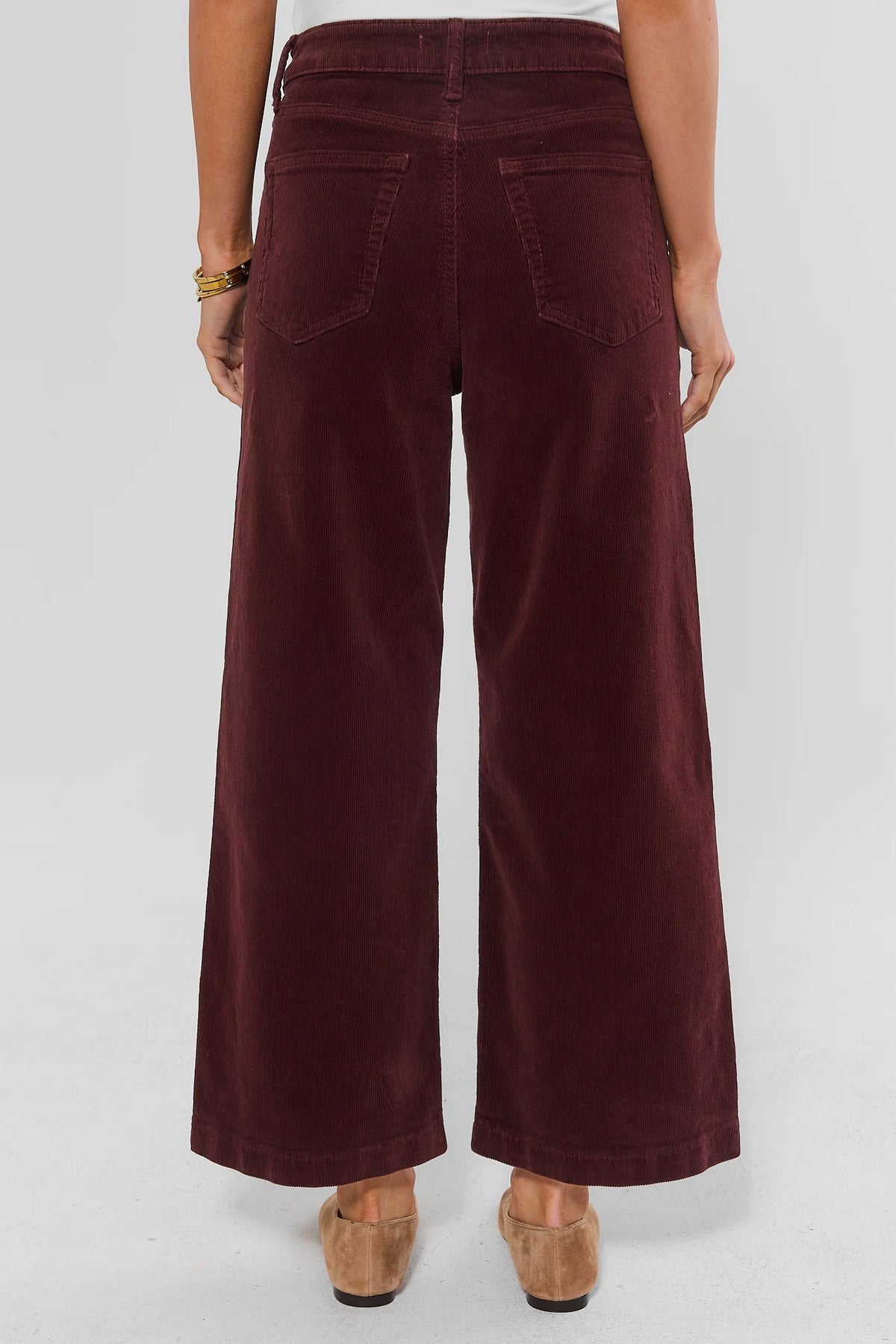 Burgundy Corduroy Straight Leg Pants