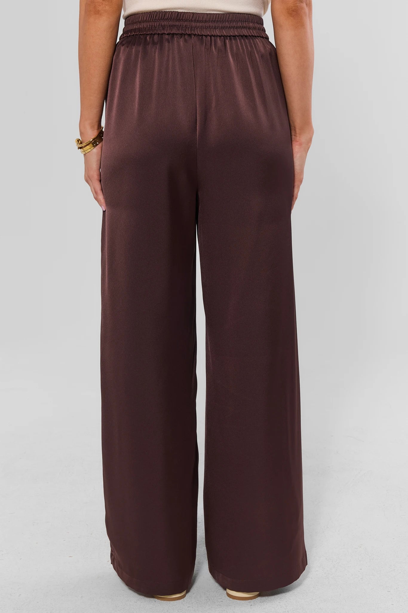 Brown Wide Leg Drawstring Pants