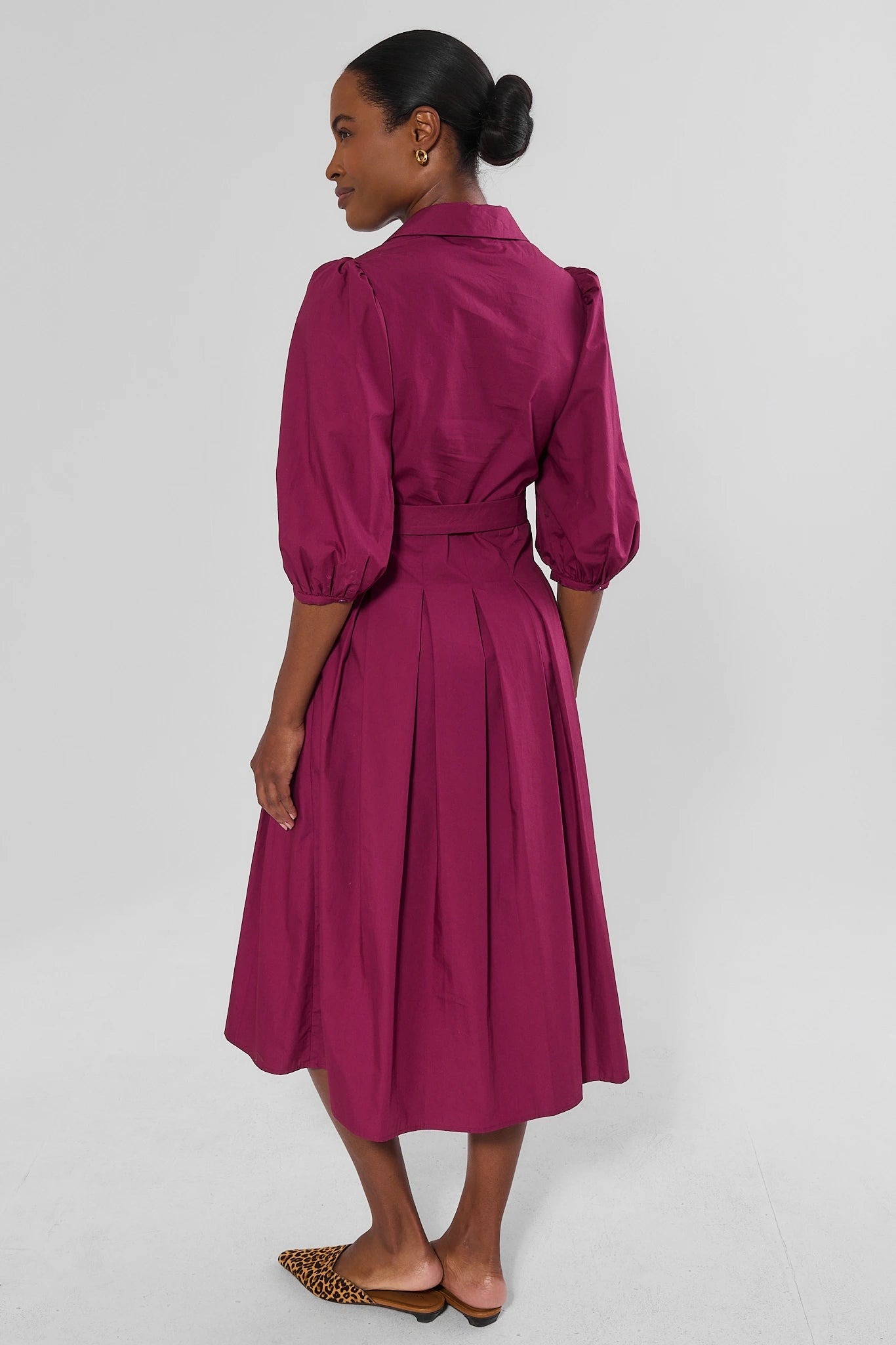 Trina Plum Pleated Midi Dress