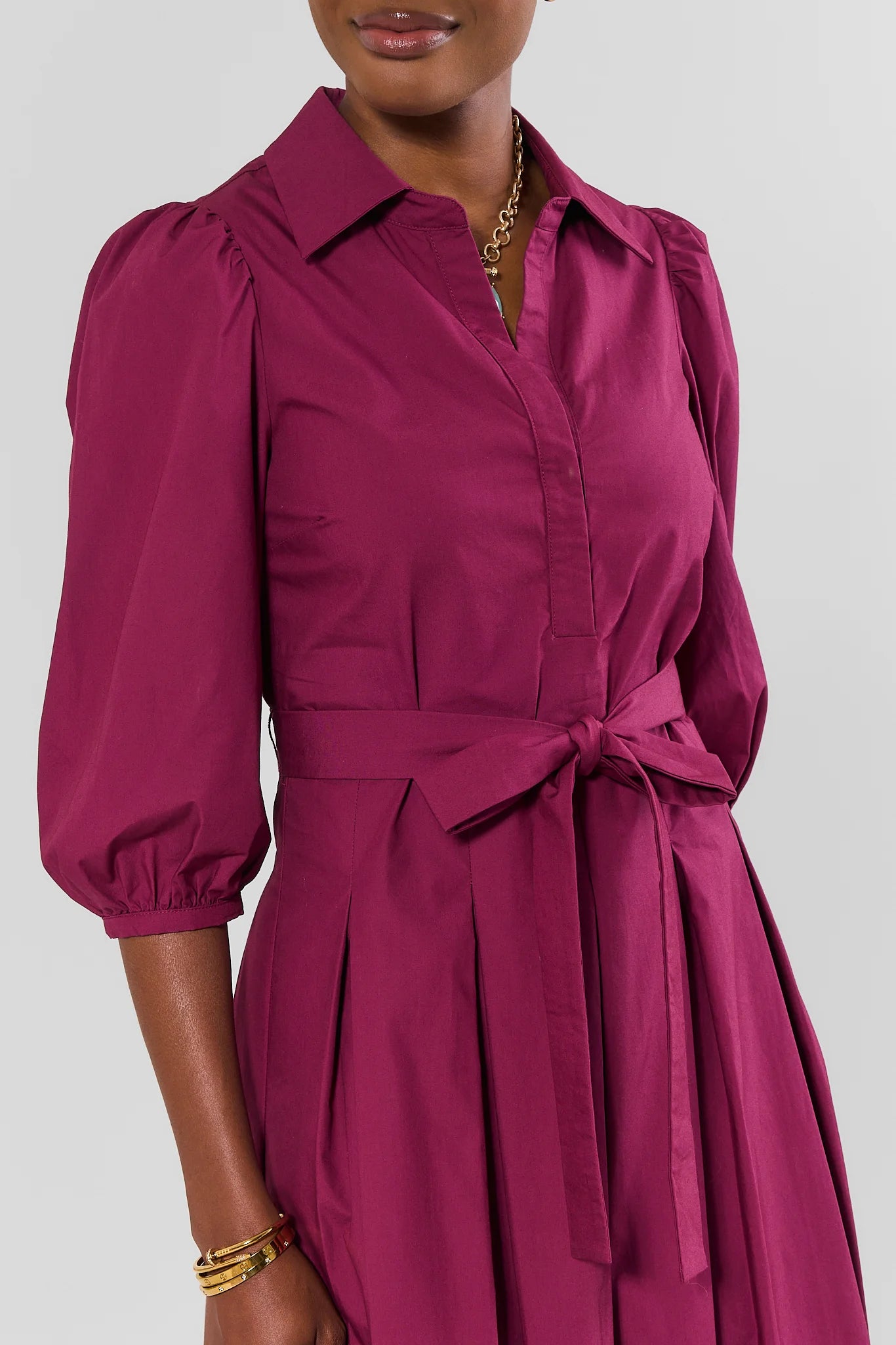 Trina Plum Pleated Midi Dress
