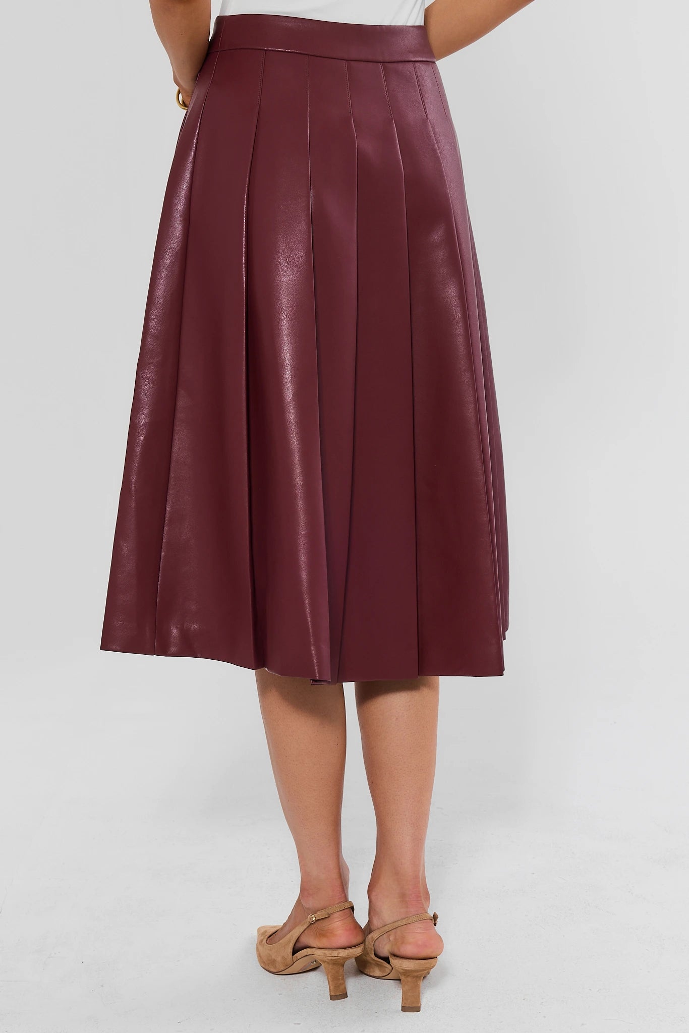 Maroon Pleated Midi Skirt