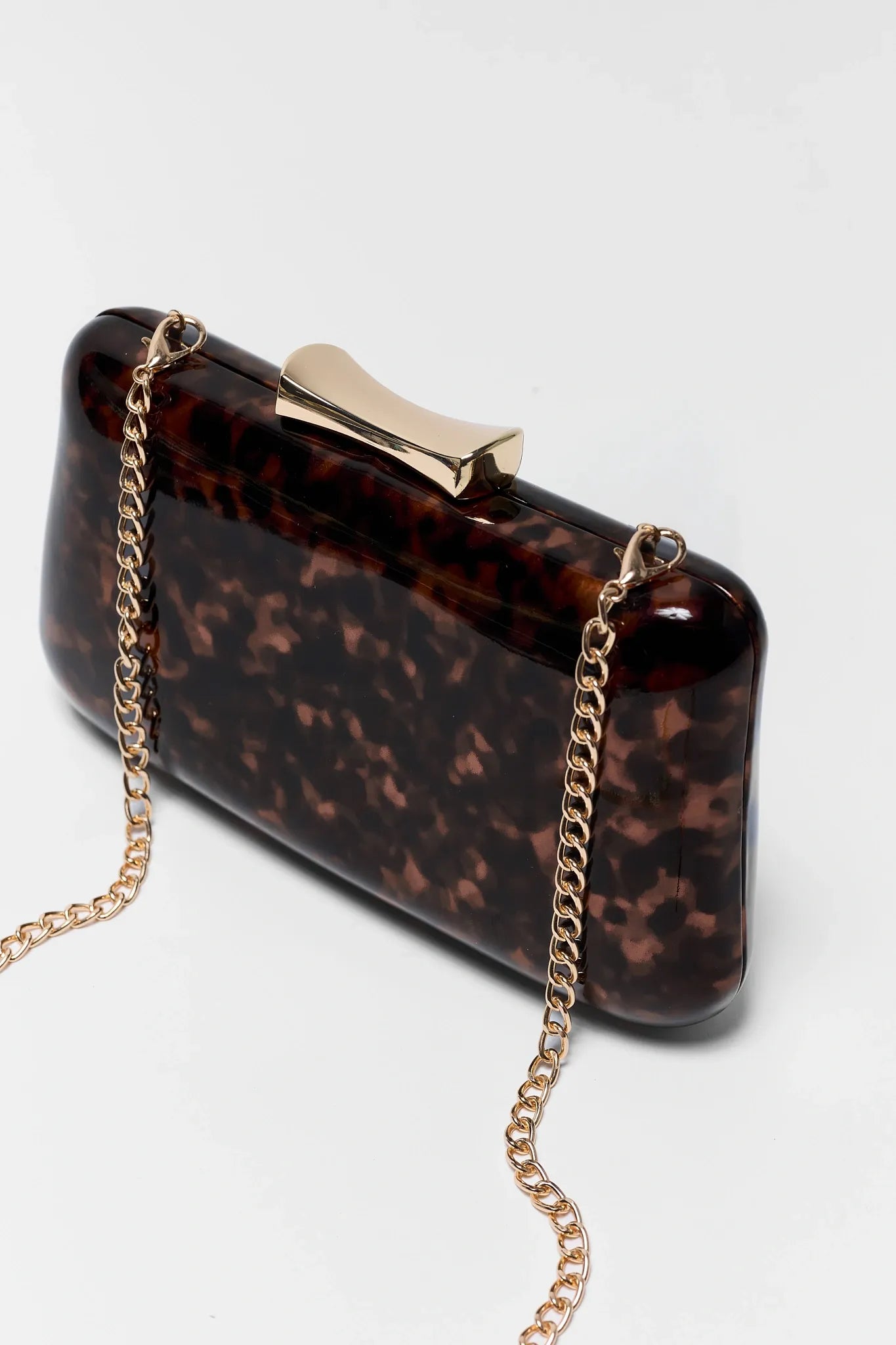 Brown Tortoise Enamel Clutch