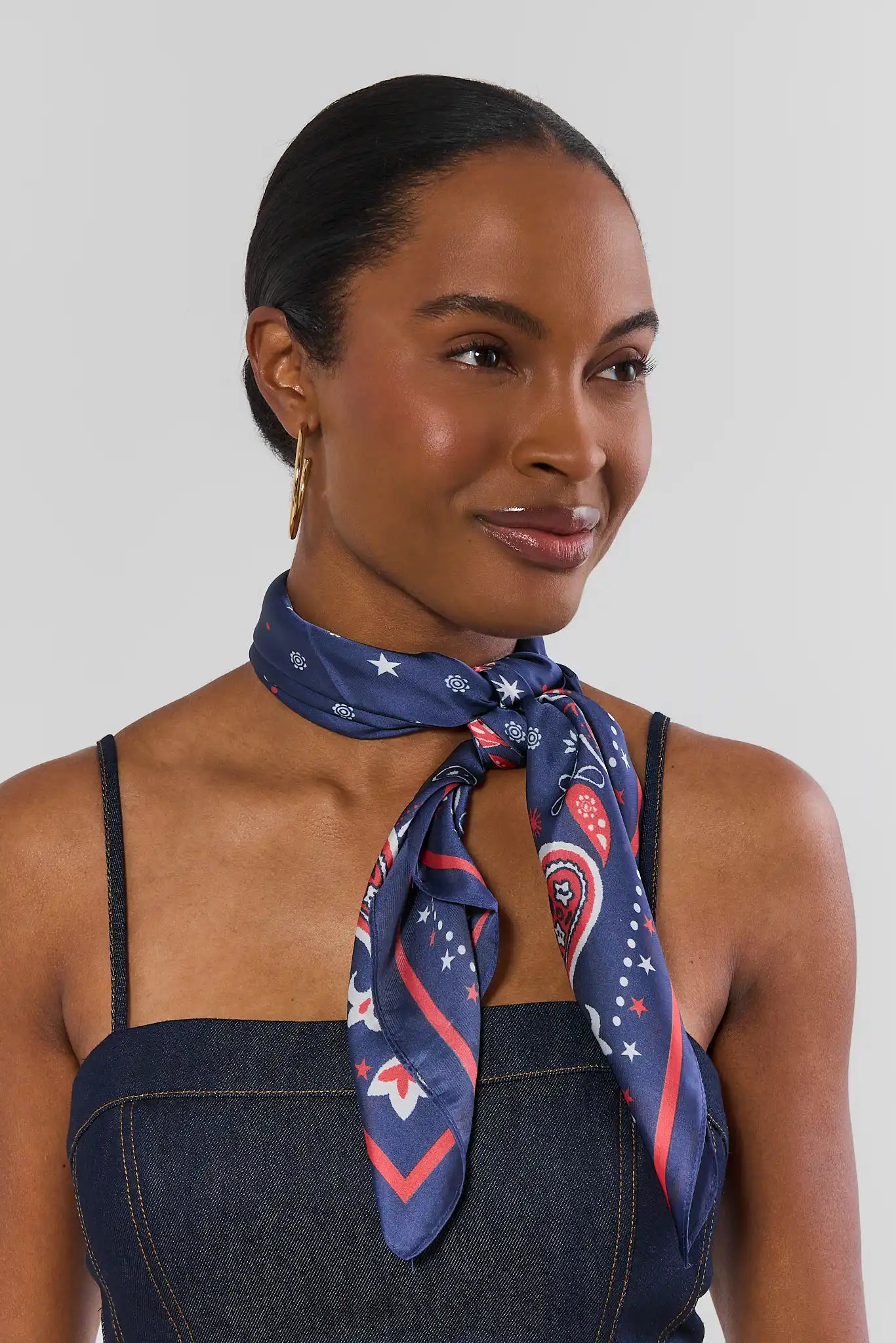 Navy Bandana Printed Scarf