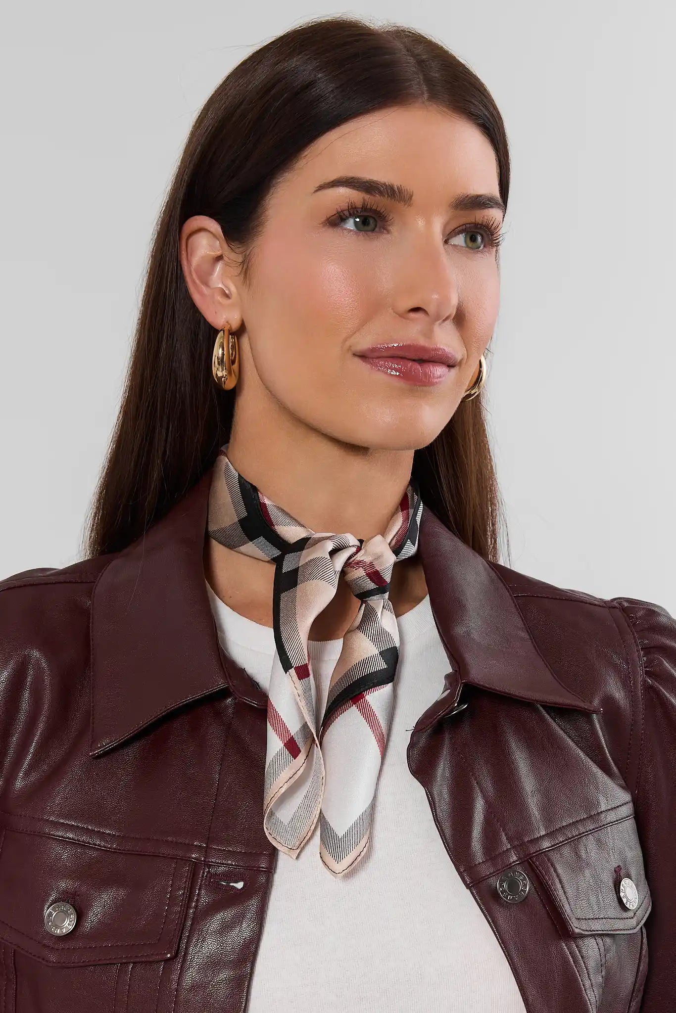 Tan Plaid Printed Scarf