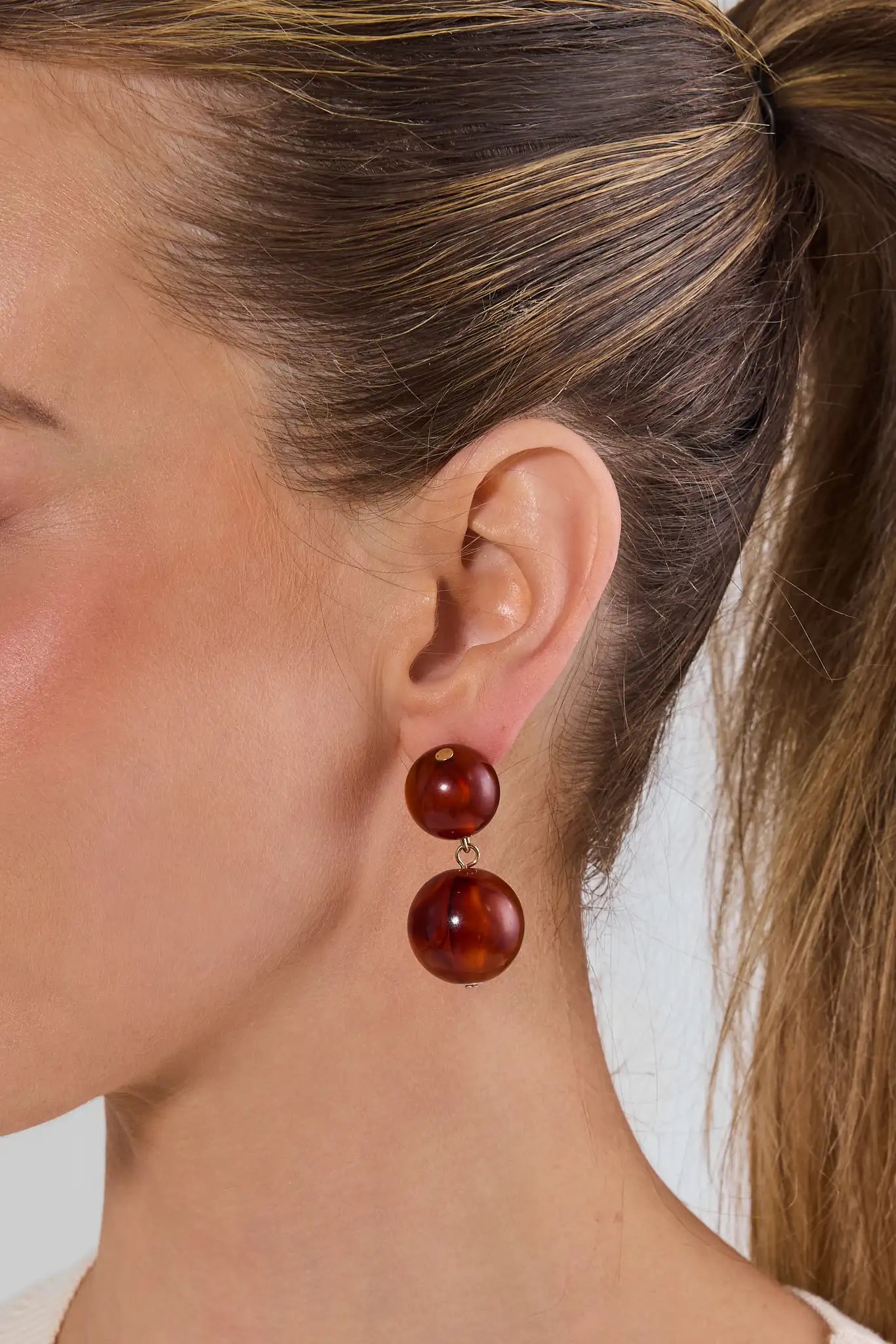 Brown Tortoise Stacked Drop Earrings