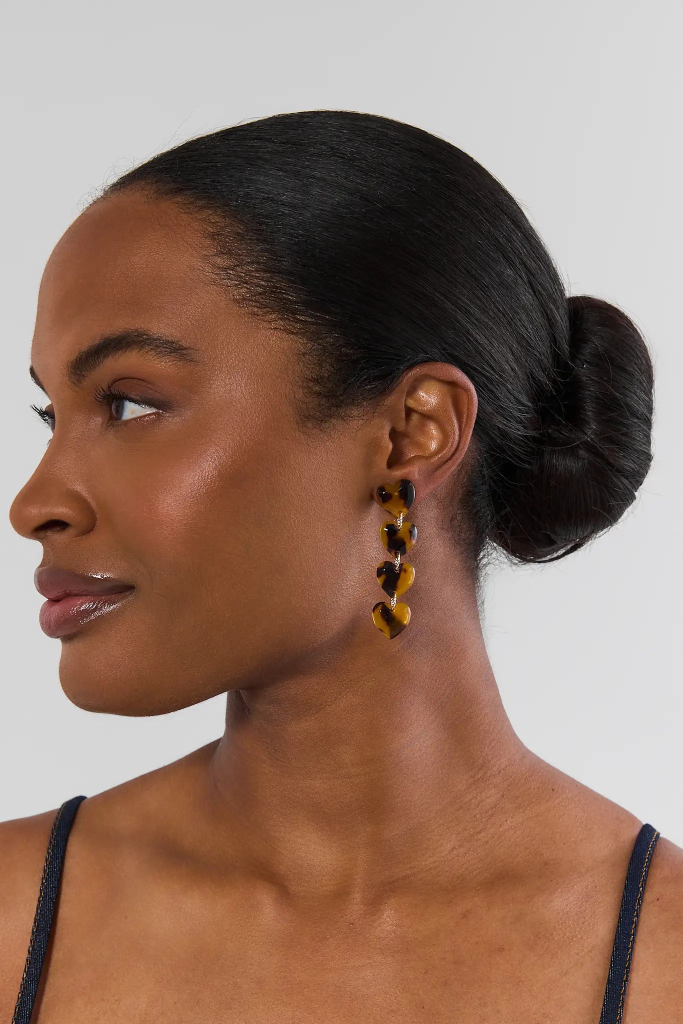 Brown Tortoise Heart Drop Earrings