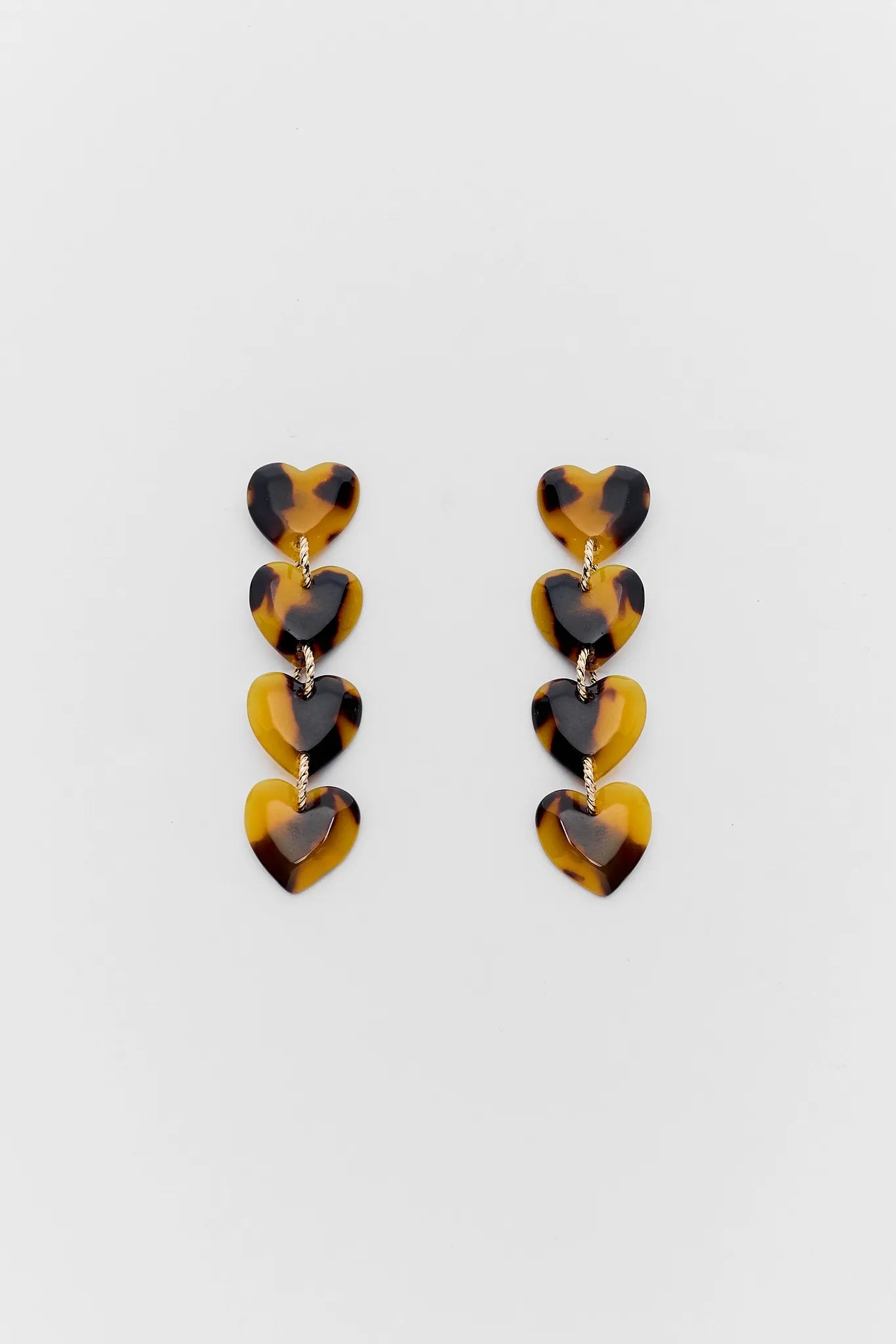 Brown Tortoise Heart Drop Earrings