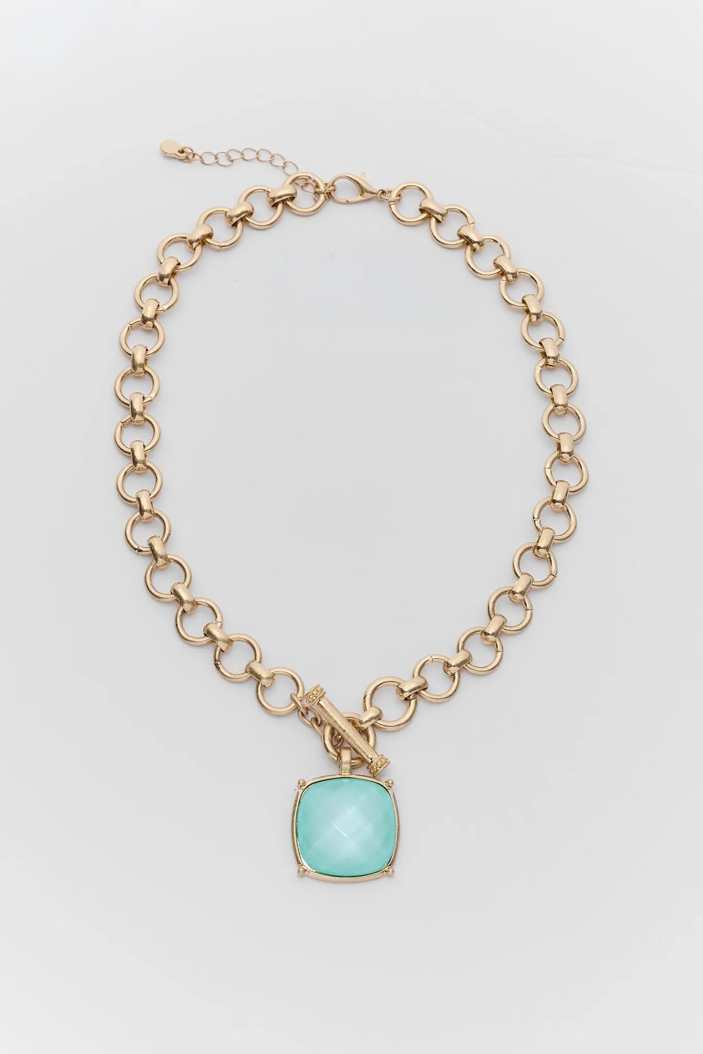 Gold Faceted Stone Toggle Necklace