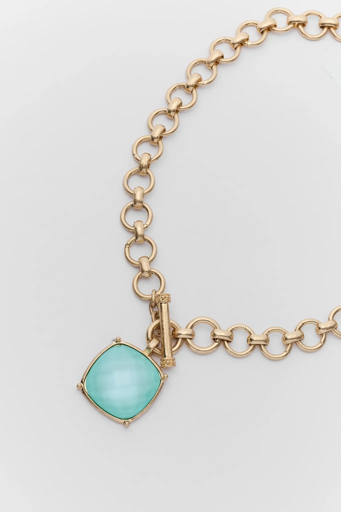 Gold Faceted Stone Toggle Necklace