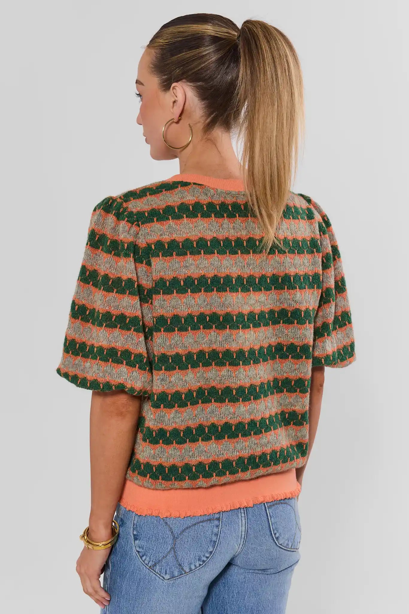 Orange Printed Knit Top