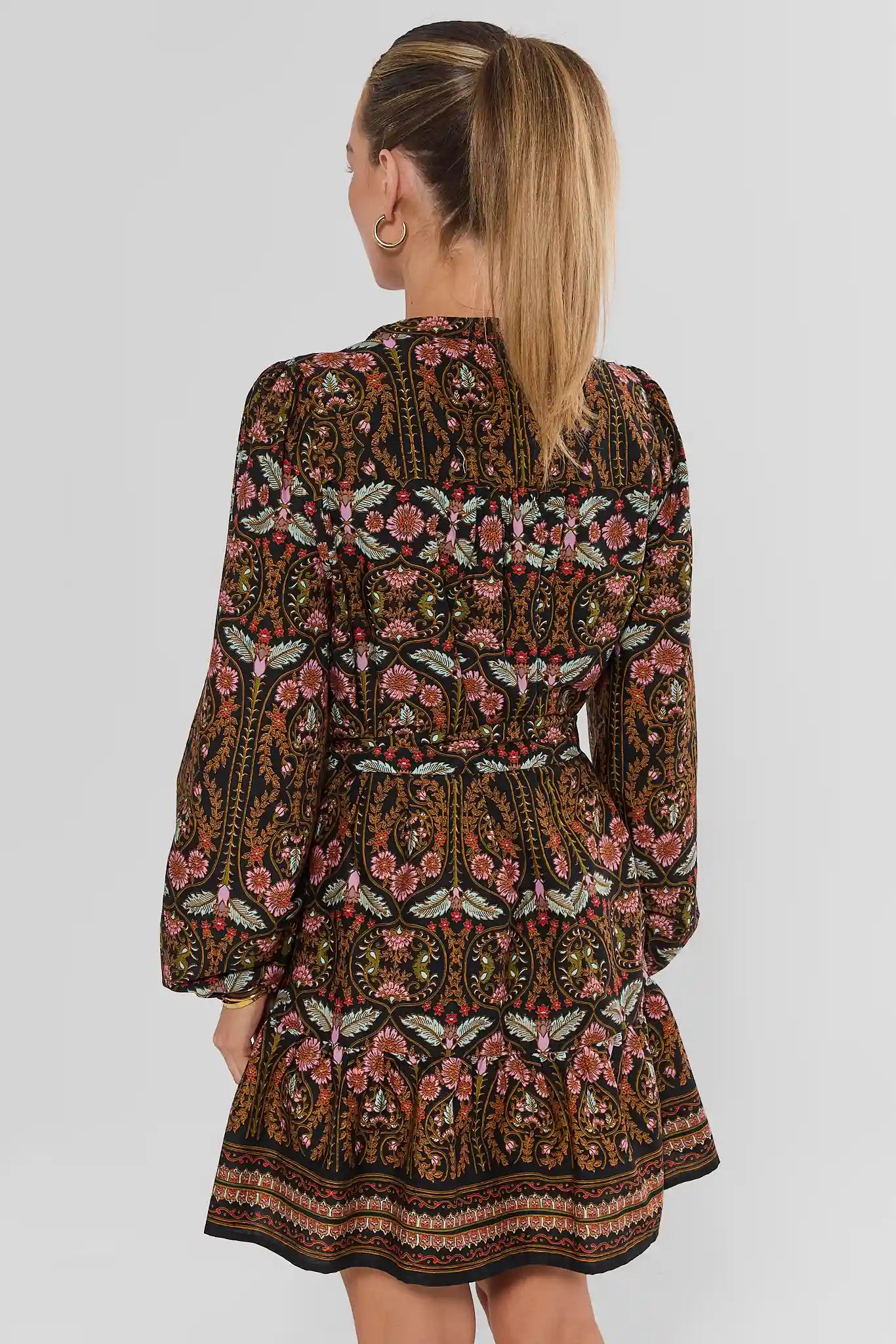 Black Multi Printed Short Dress