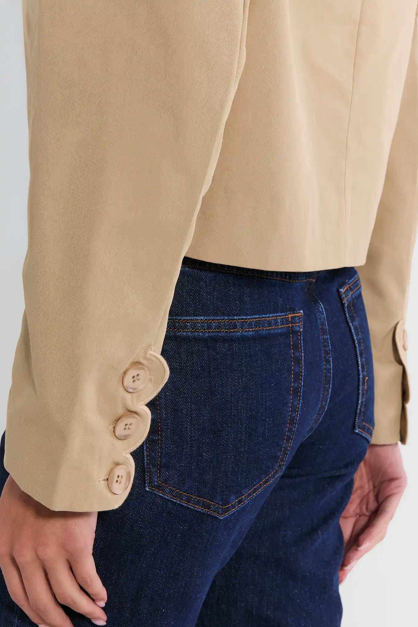 Tan Scalloped Detail Jacket