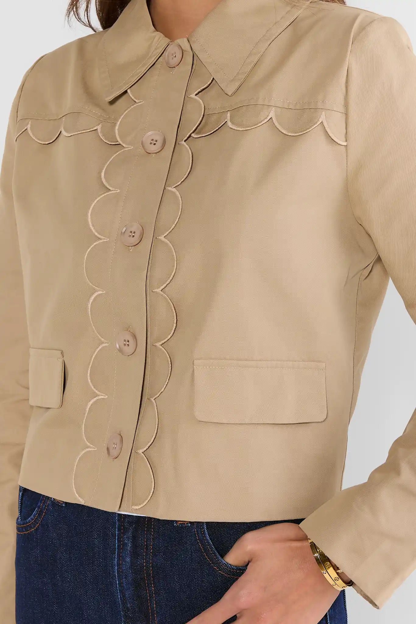 Tan Scalloped Detail Jacket