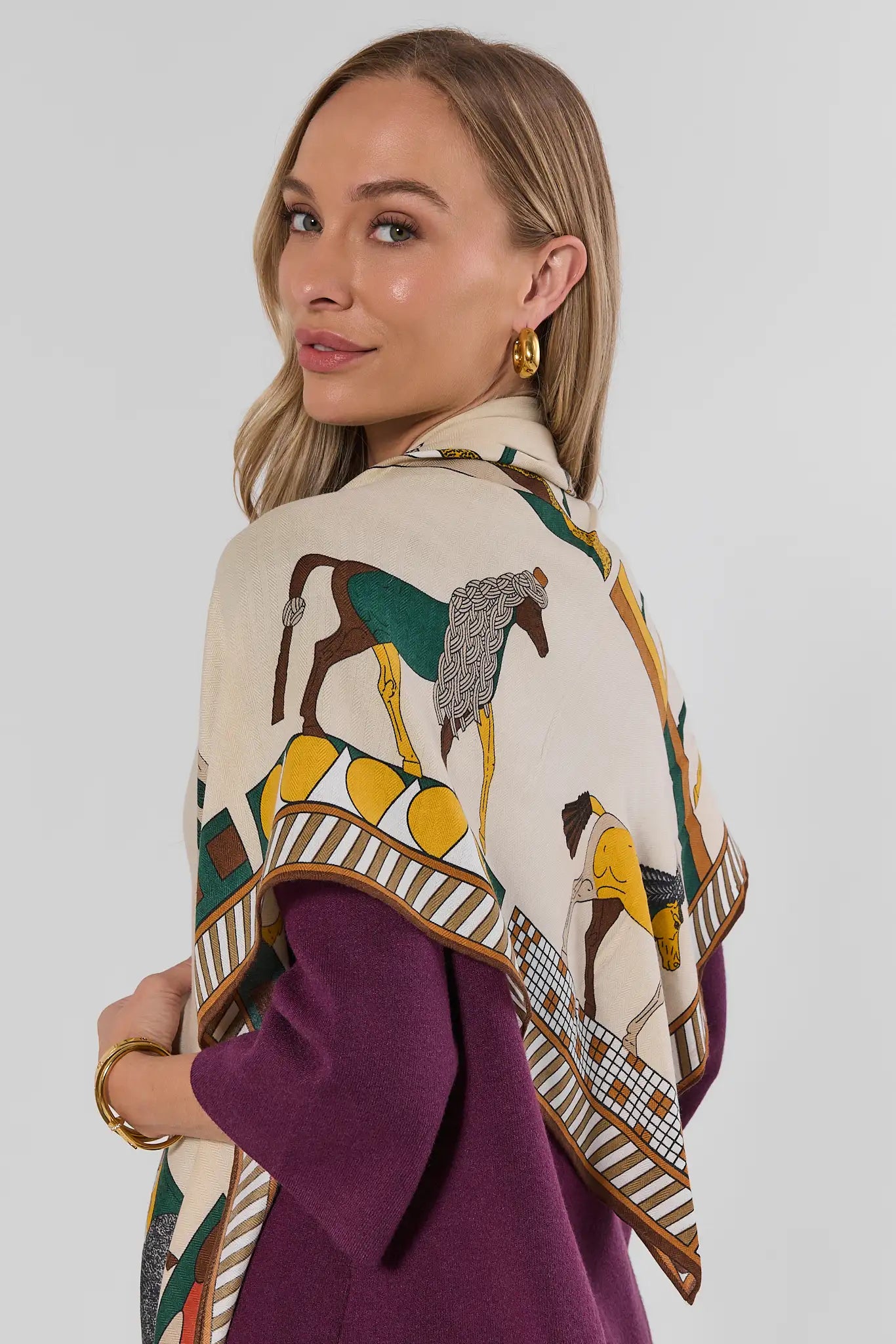 Tan Cashmere Blend Printed wrap