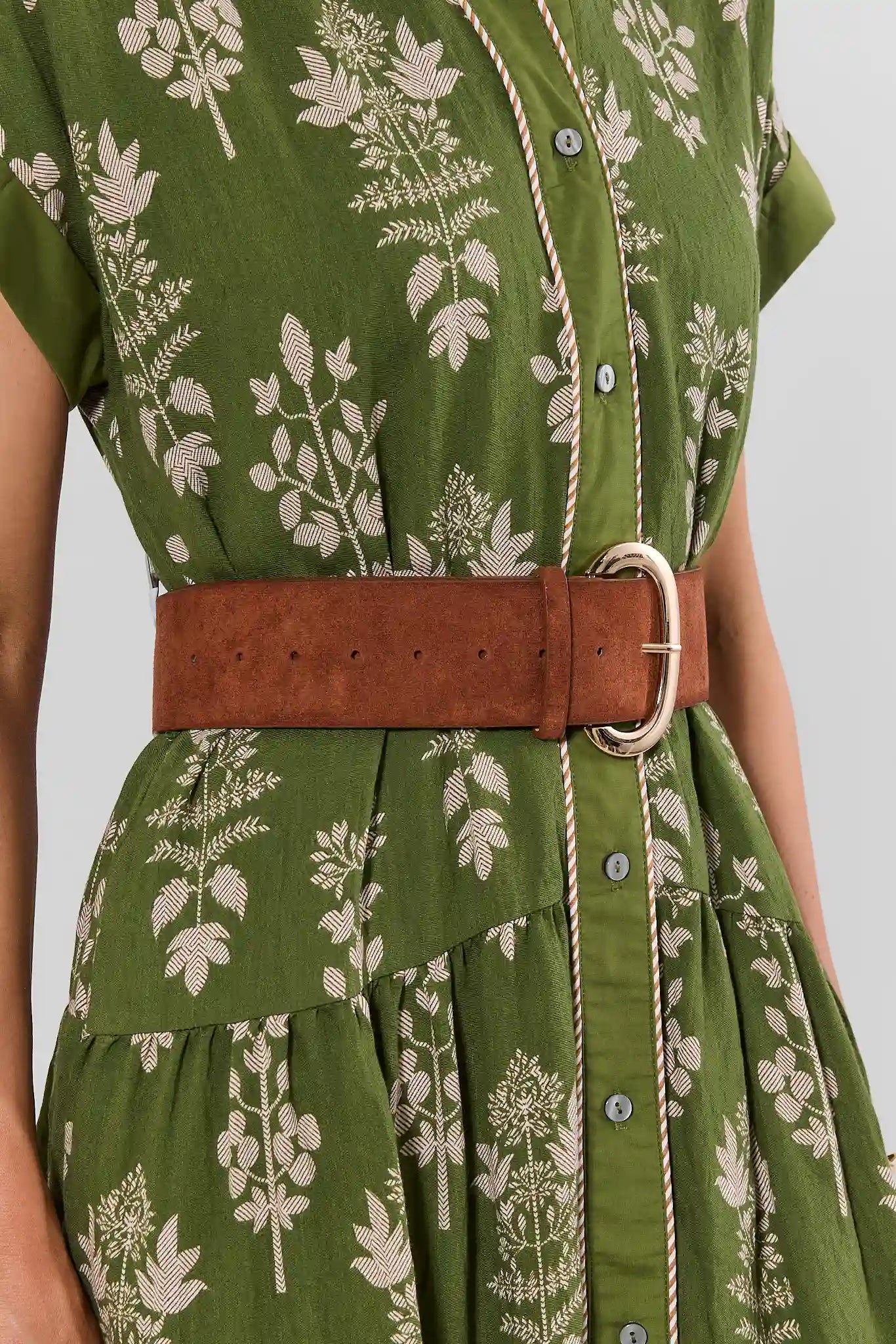 Brown Oval Buckle Wide Belt