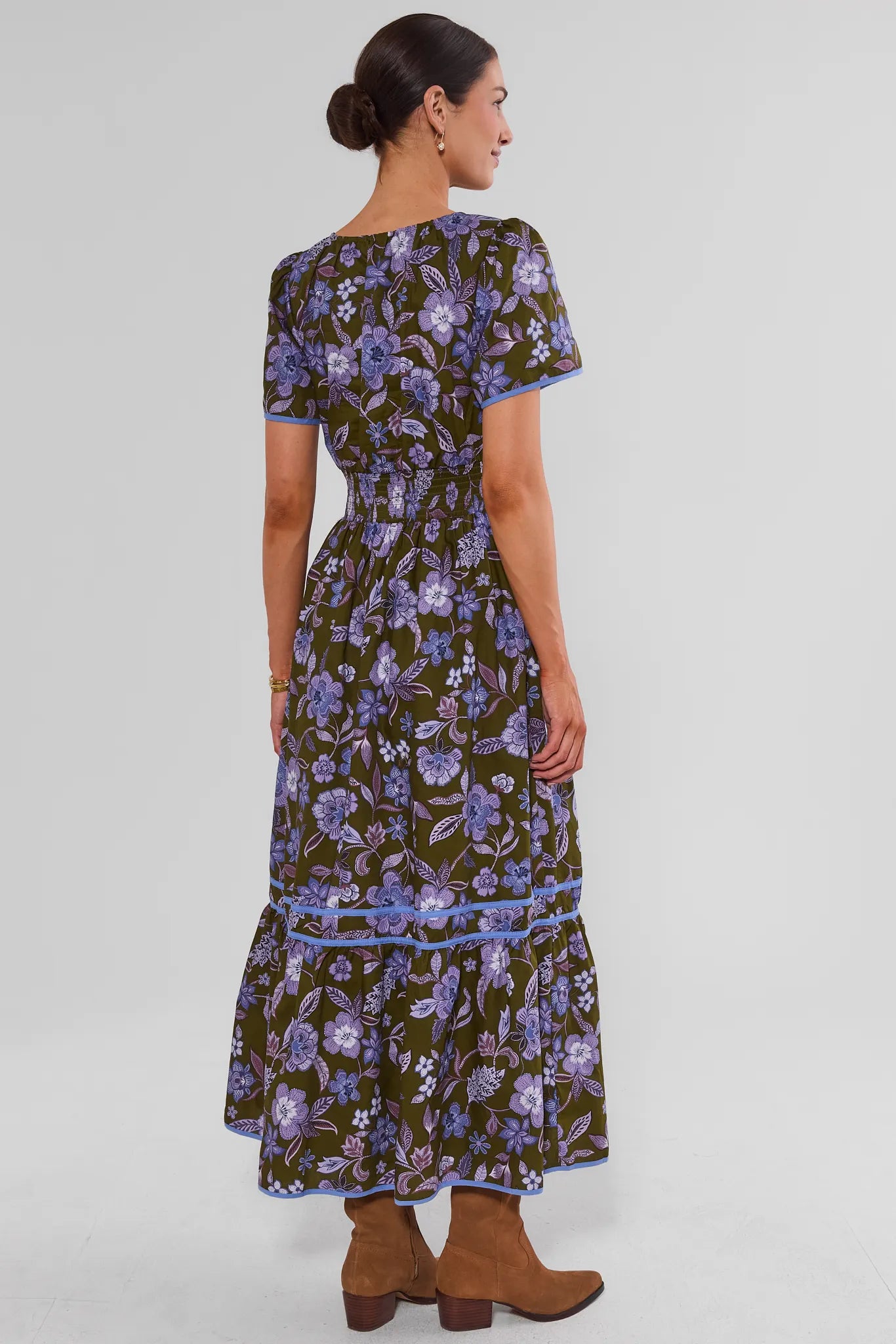 Isabella Olive Floral Print Maxi Dress