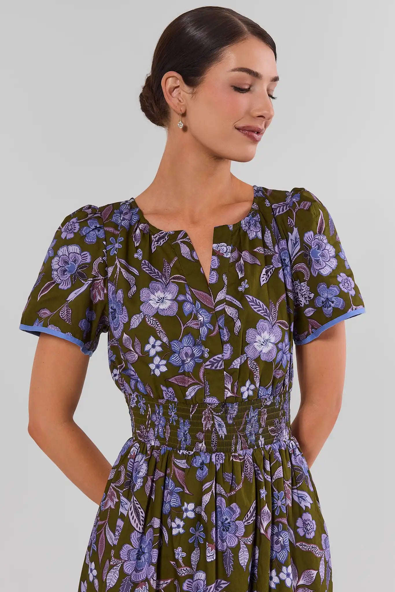 Isabella Olive Floral Print Maxi Dress