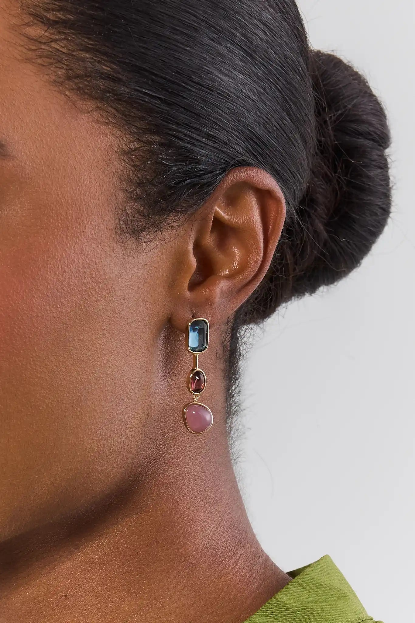Blue Multi Stone Drop Earrings
