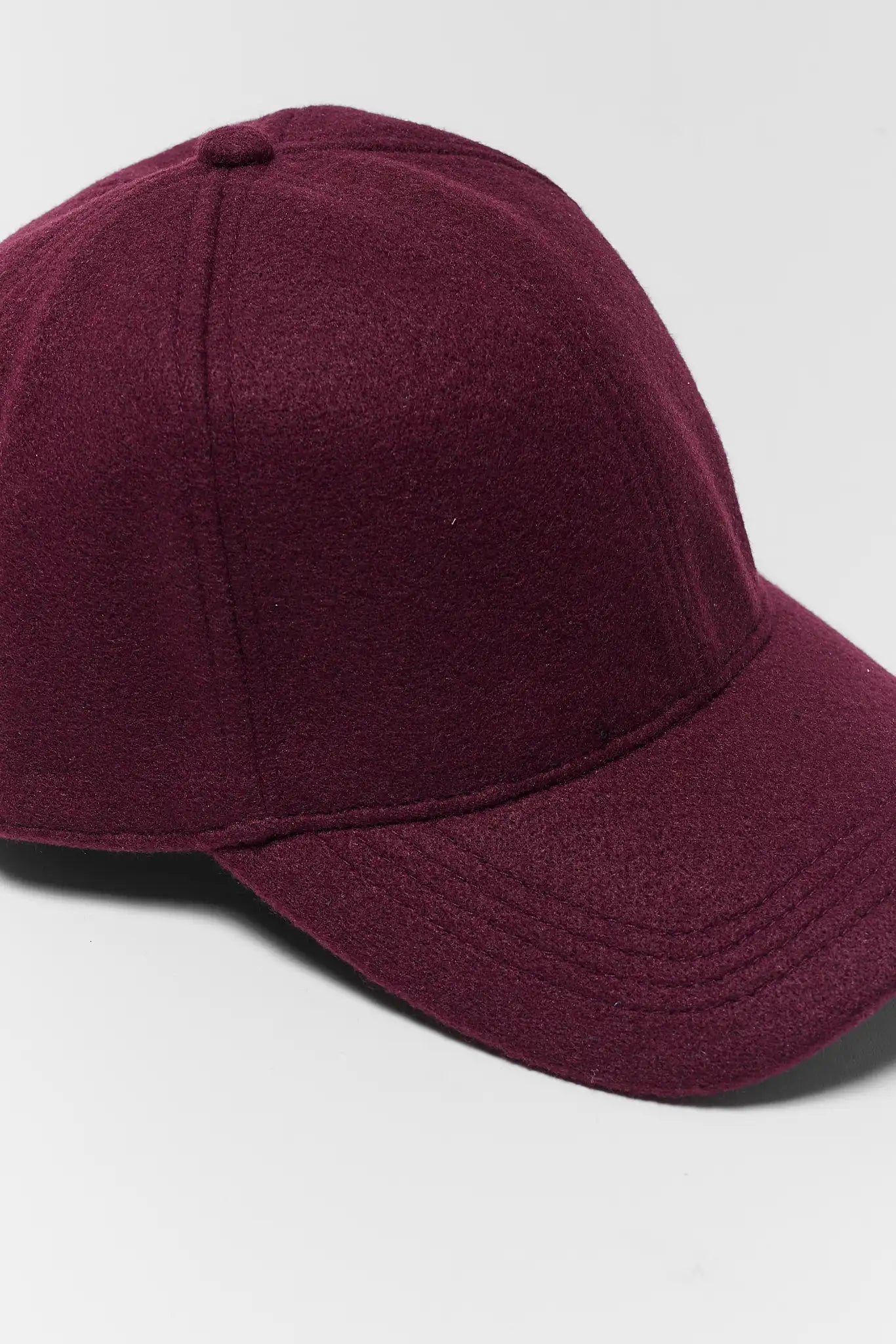 Burgundy Faux Wool Baseball Cap