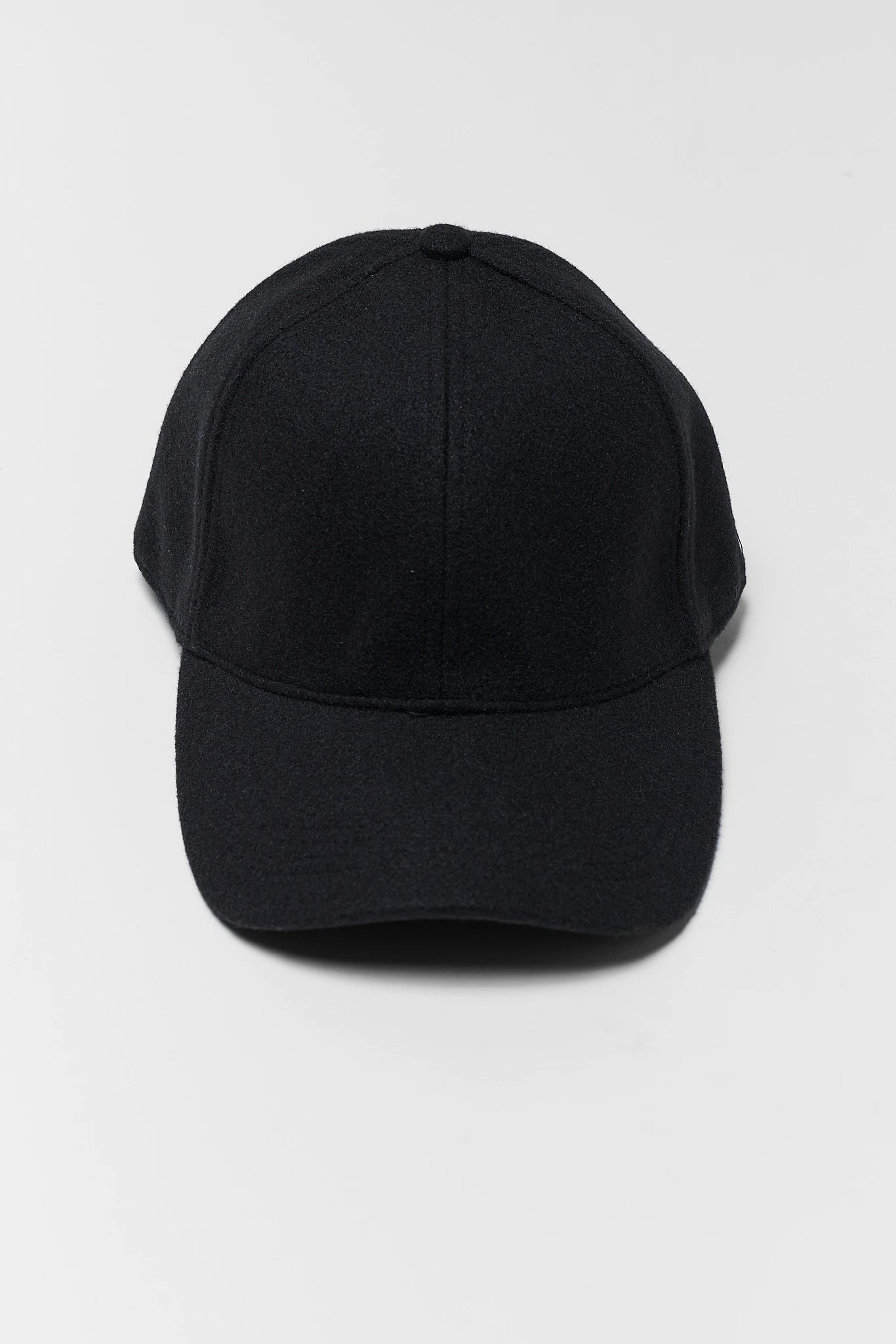 Black Faux Wool Baseball Cap