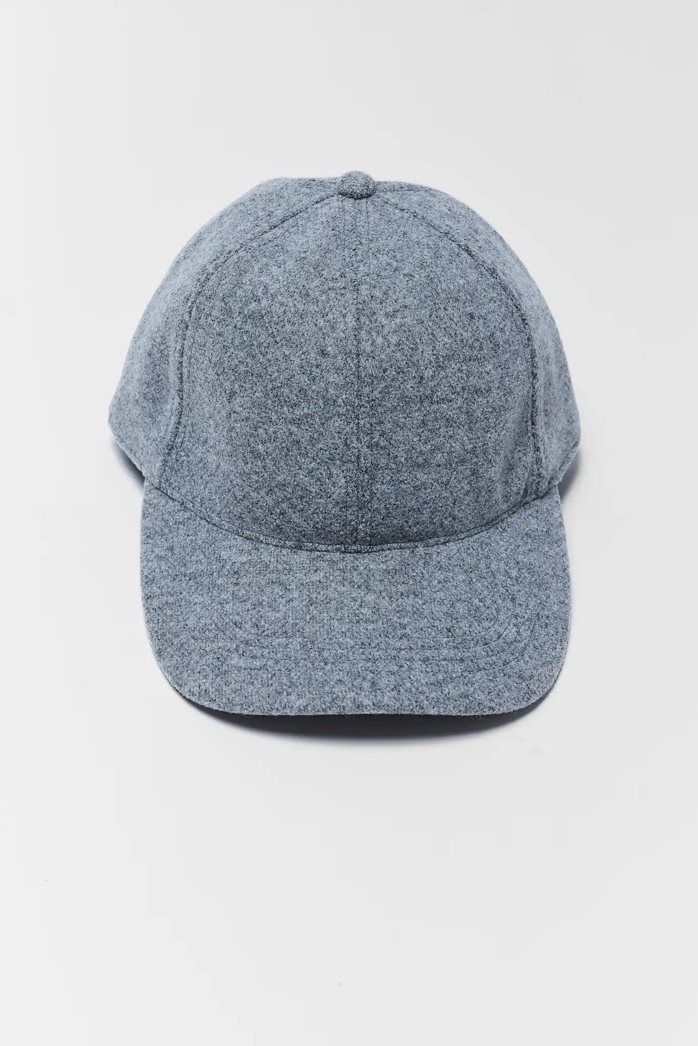 Gray Faux Wool Baseball Cap