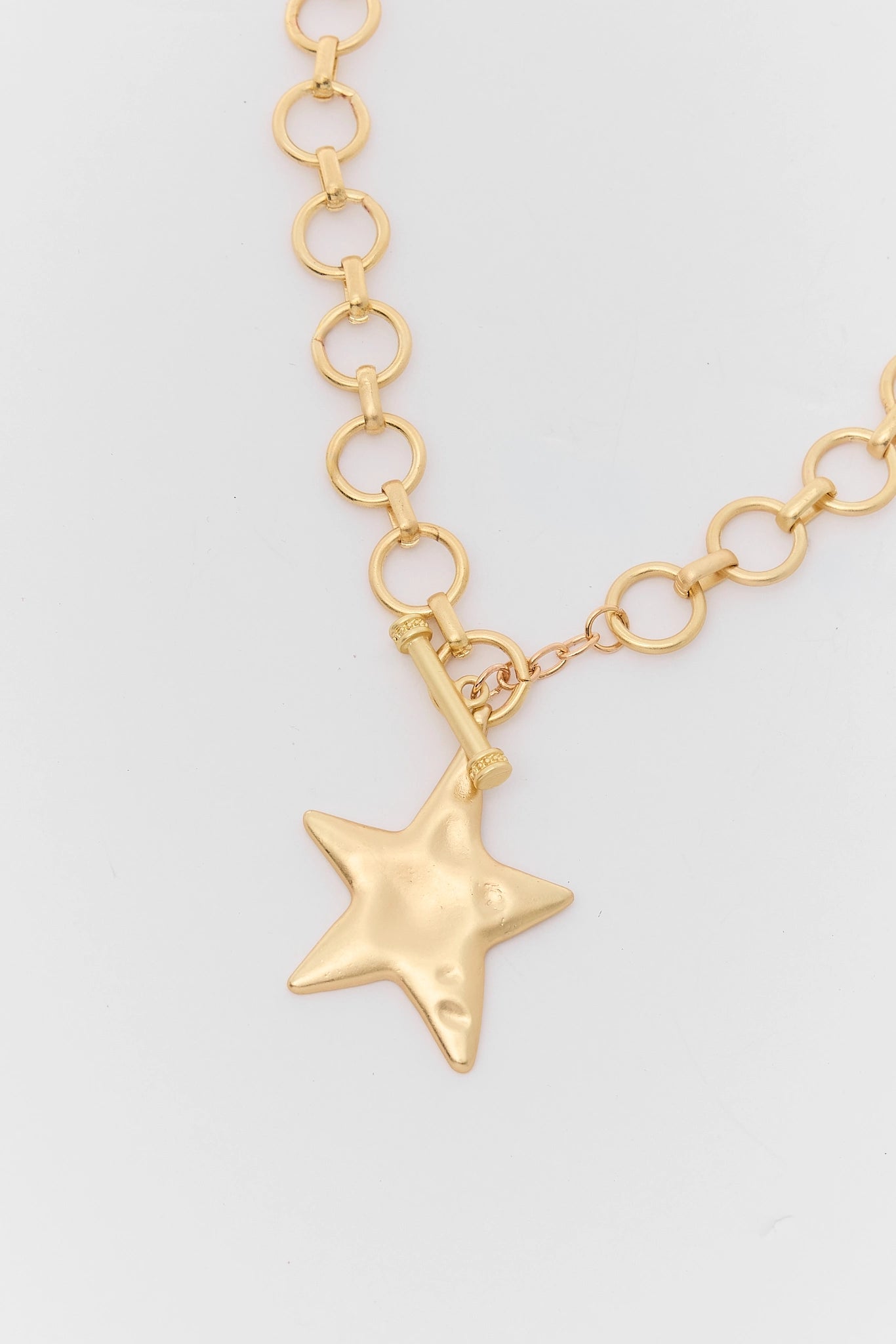 Gold Chunky Hammered Star Necklace