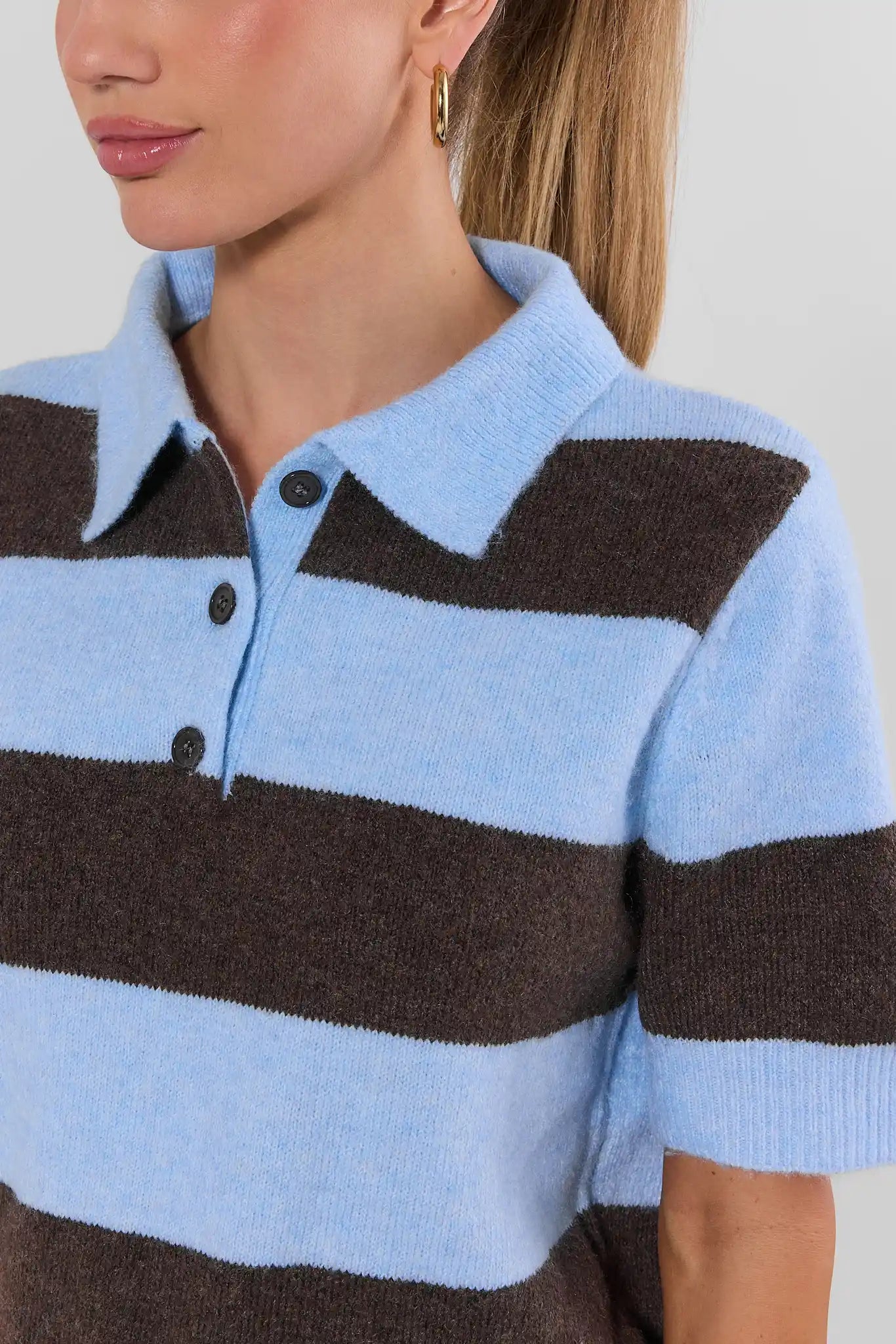 Blue Striped Knit Top