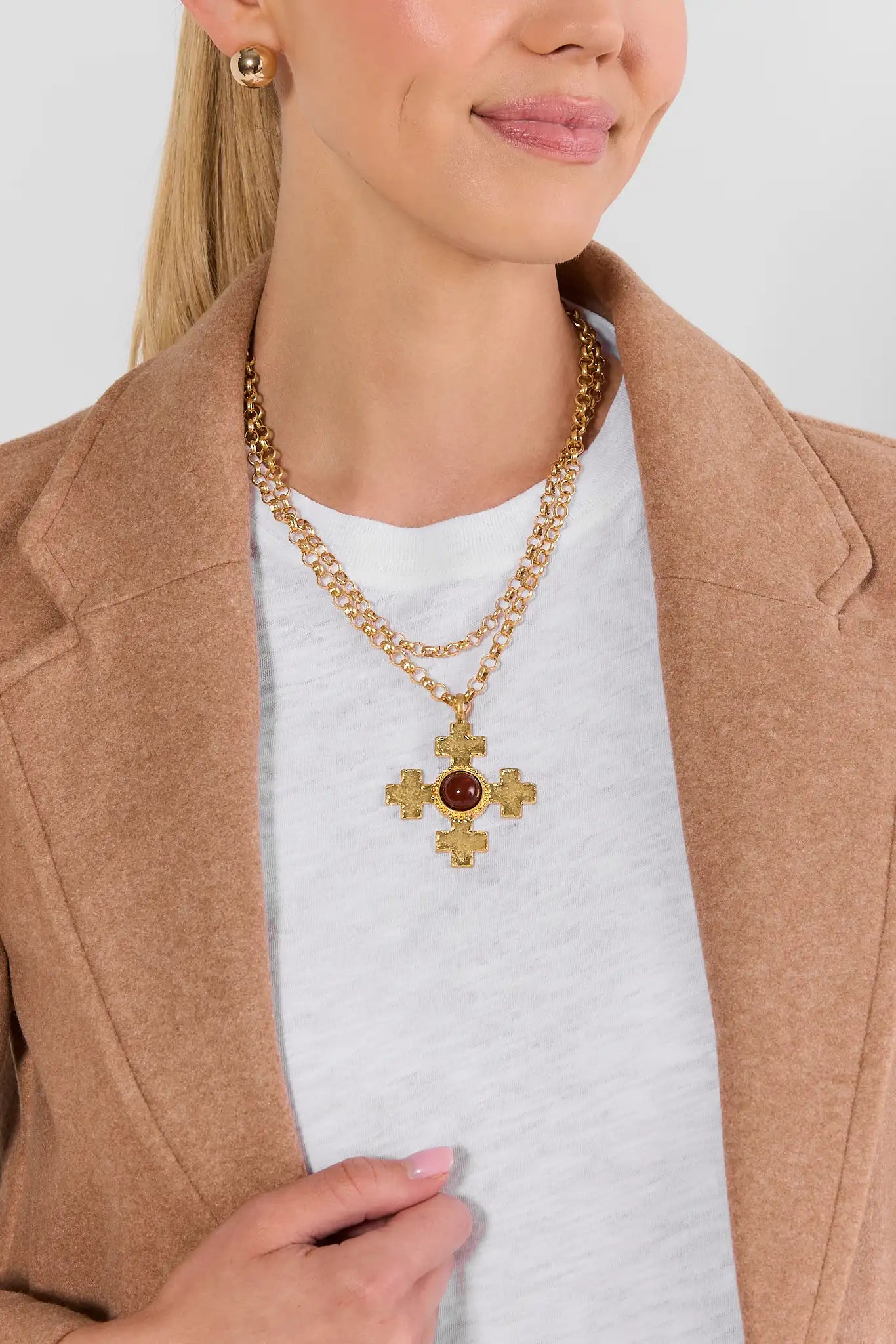 Gold Layered Cross Pendant Necklace