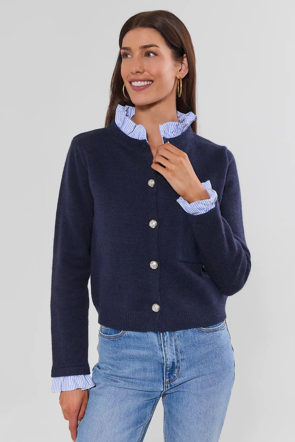 Quincy Navy Button Up Cardigan