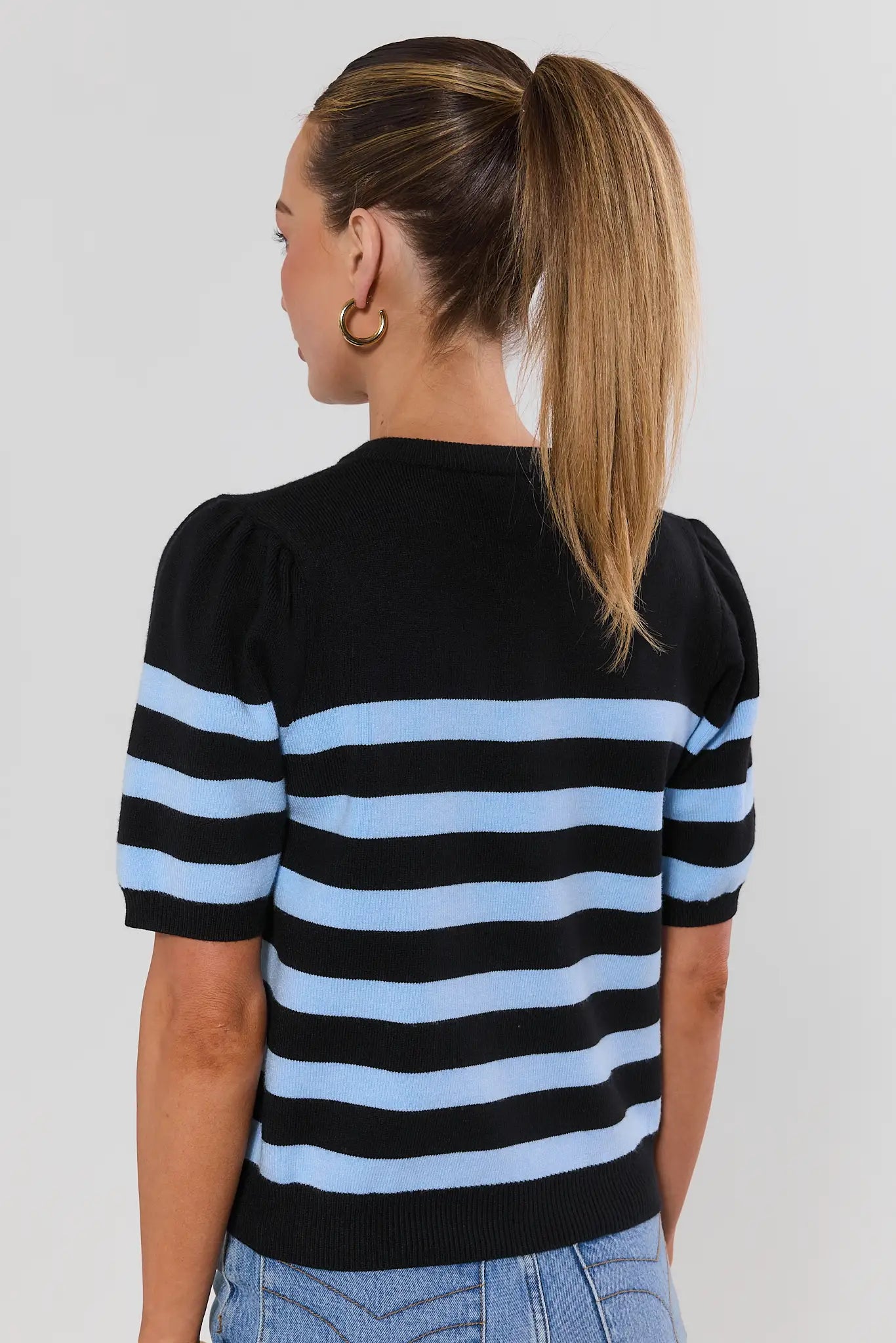 Jade Navy Striped Knit Top by THML