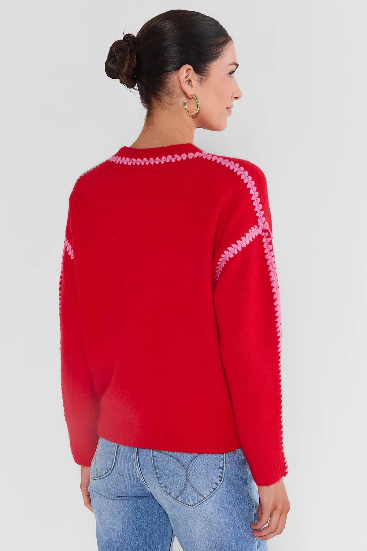 Camilla Red Stitched Trim Sweater