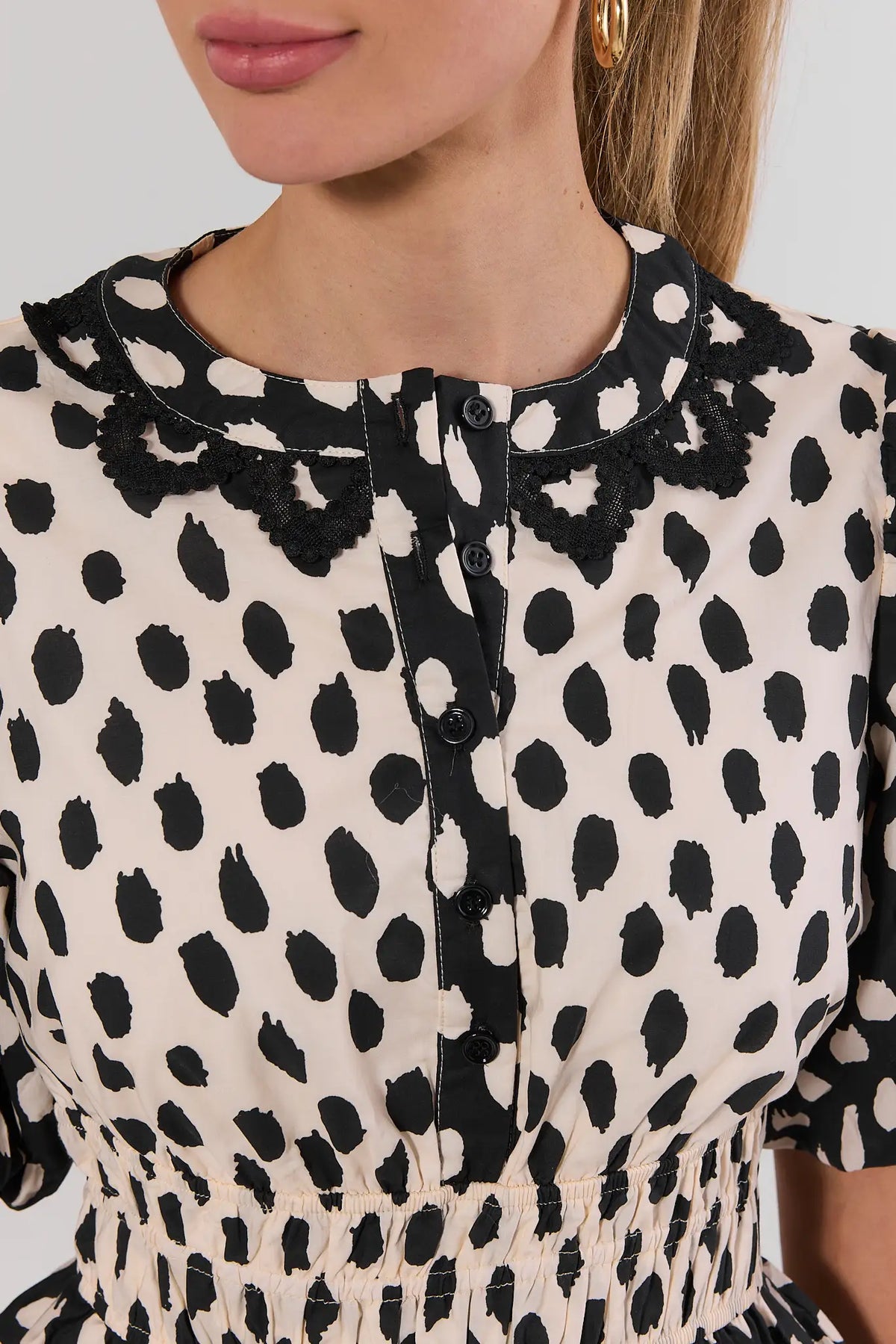 Presley Black Polka Dot Peplum Top