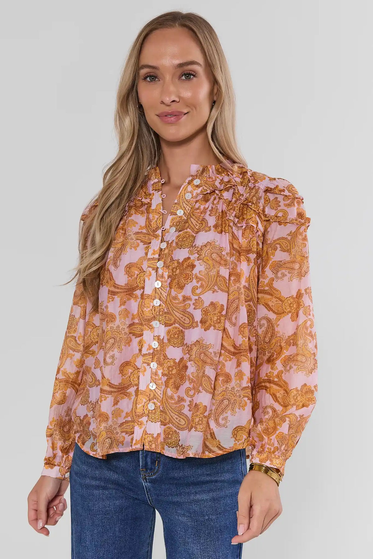 Indie Orange Paisley Printed Top