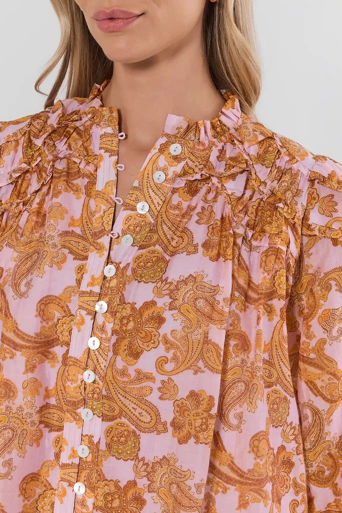 Indie Orange Paisley Printed Top