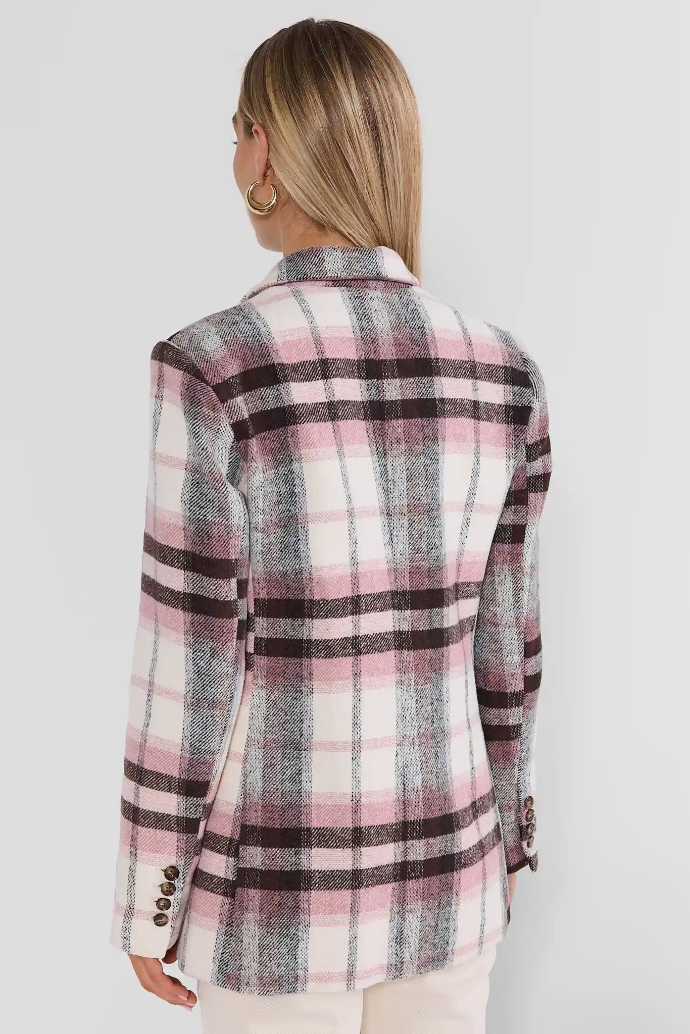 Gemma Light Pink Plaid Blazer