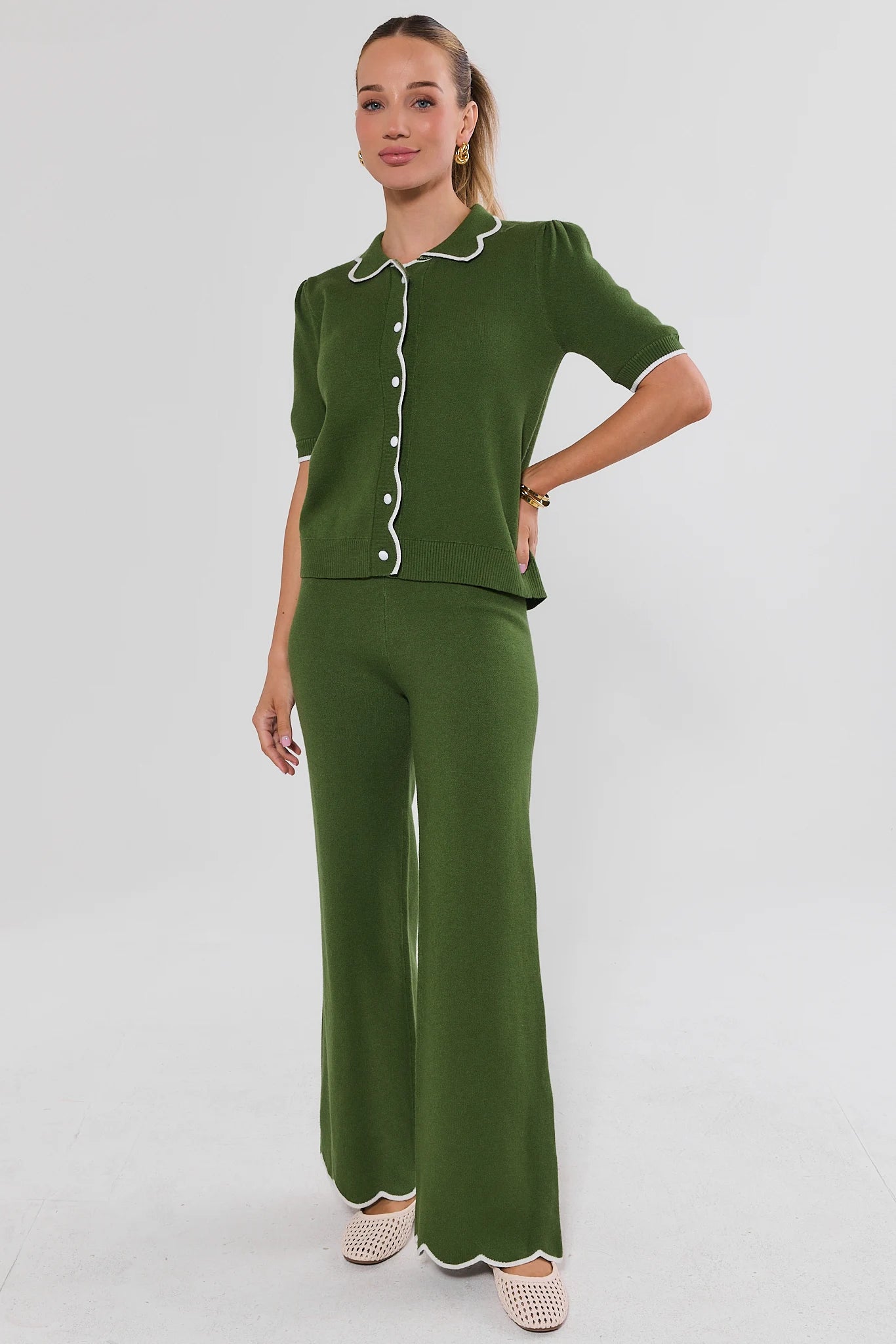 Nancy Green Scalloped Trim Pants