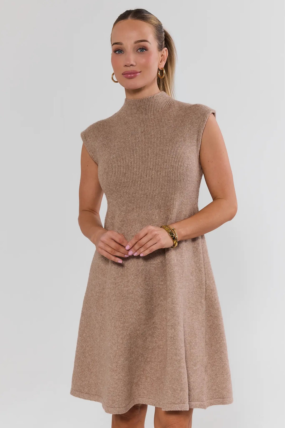Marley Taupe Knit Short Dress