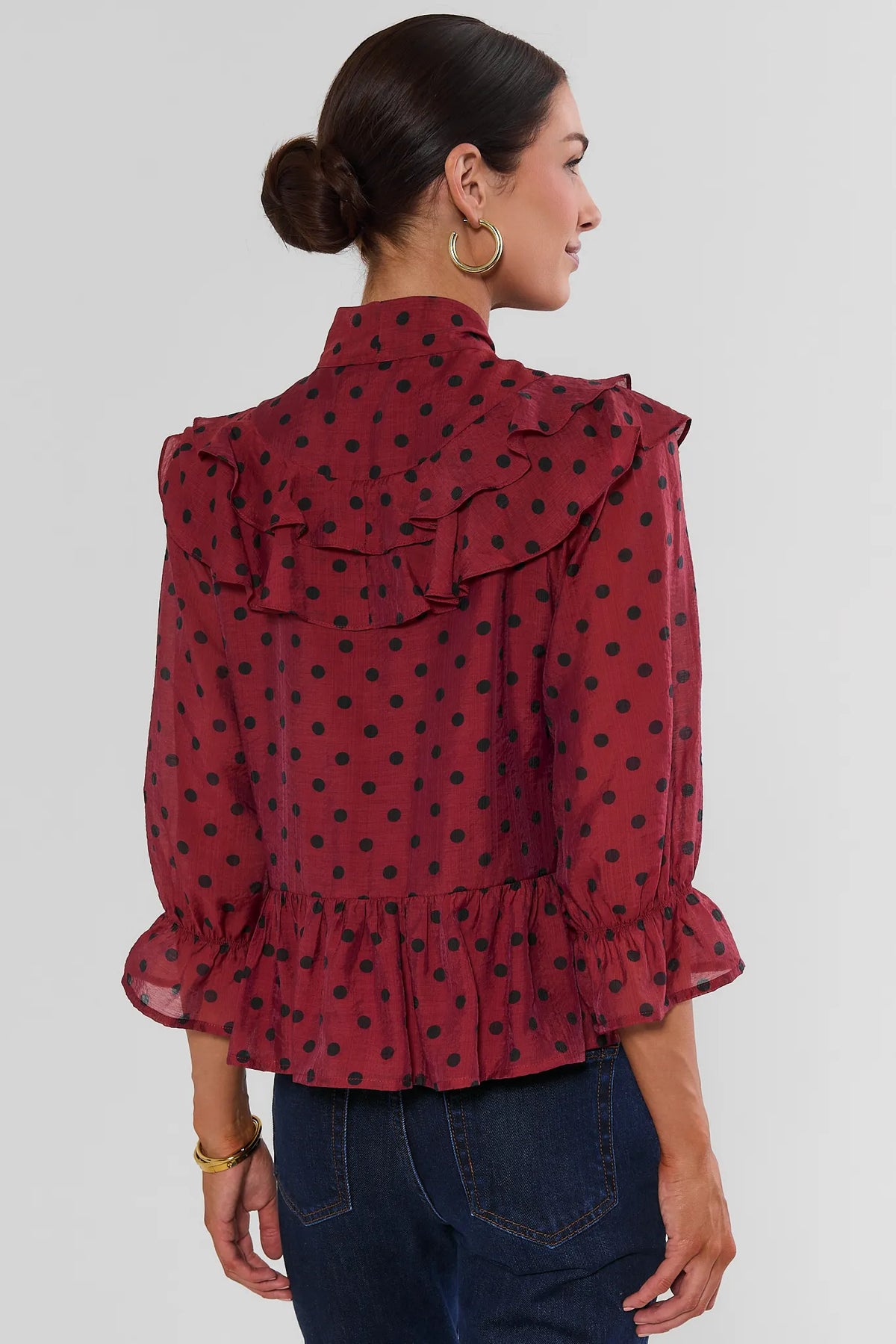 Alice Red Polka Dot Tie Neck Top