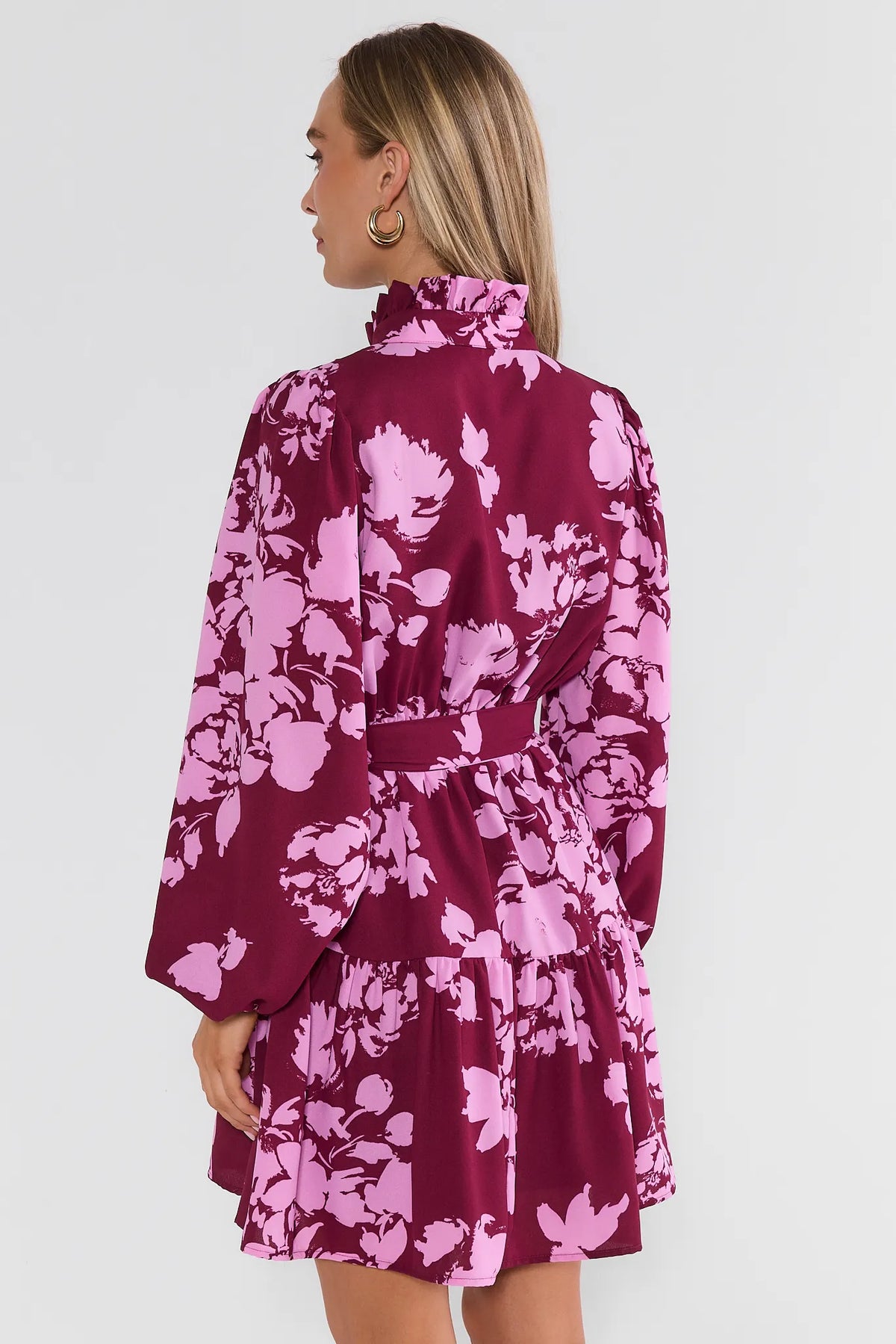 Lexi Maroon Floral Print Short Dress