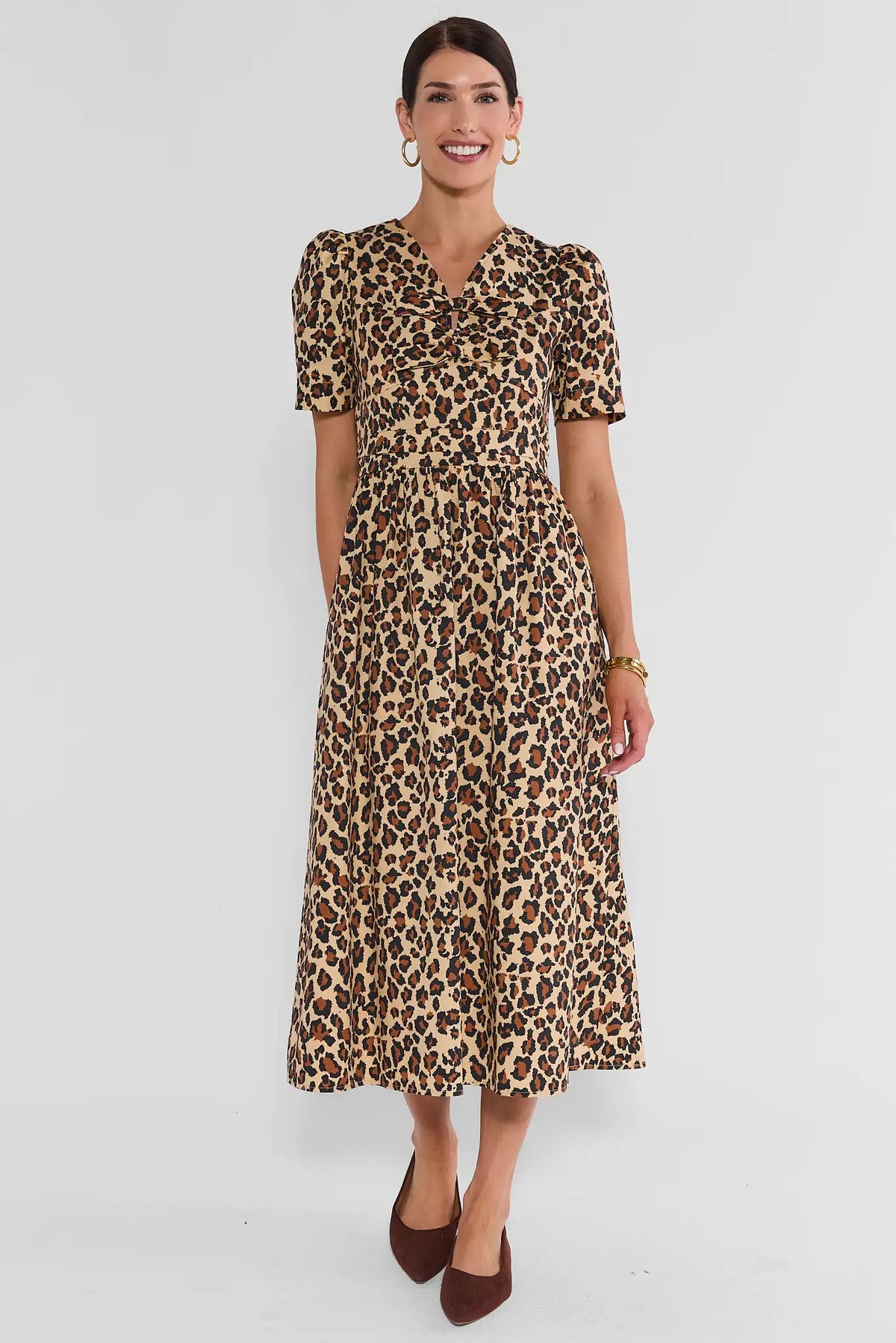 Heather Leopard Print Midi Dress