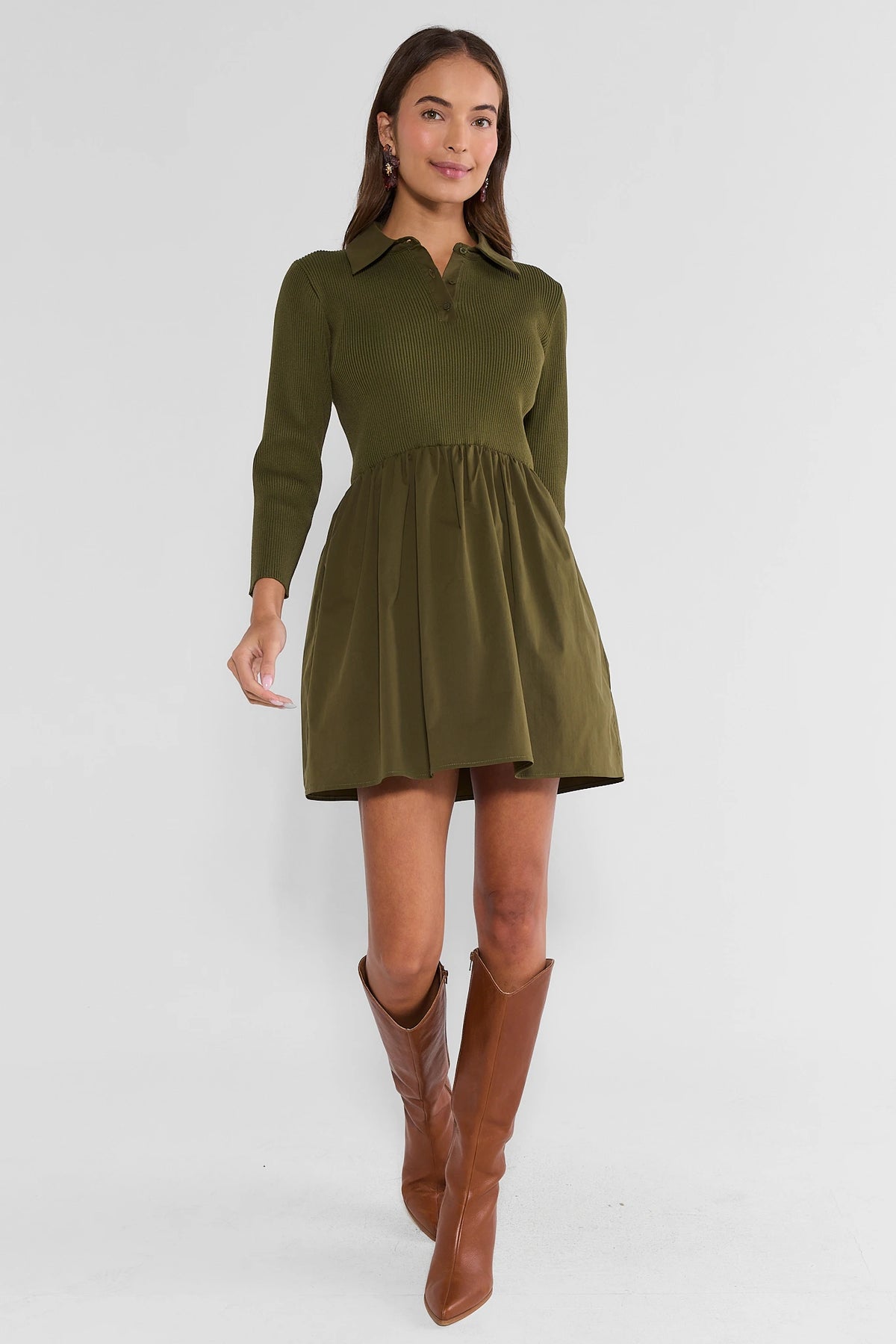 Casey Green Collared Short Dress