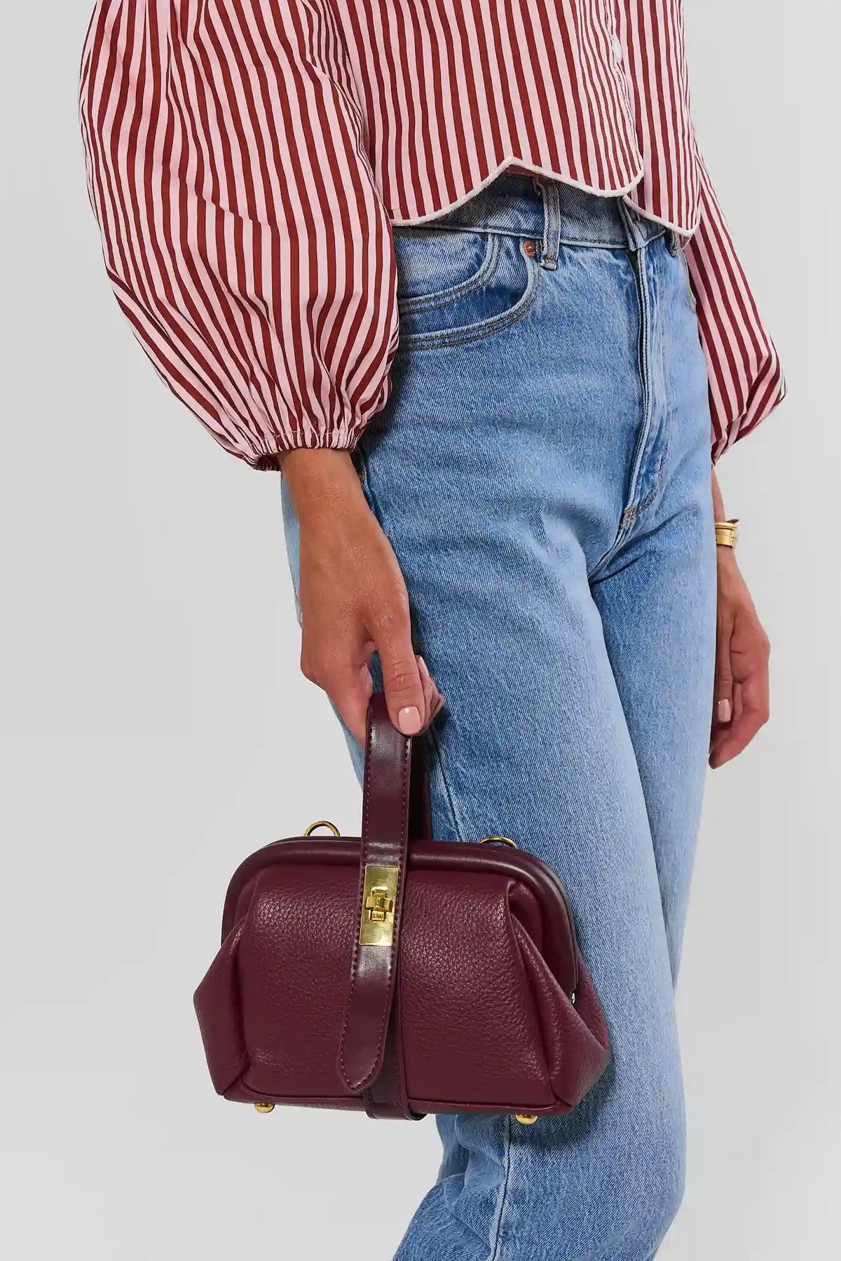 Burgundy Mini Turnlock Crossbody Bag