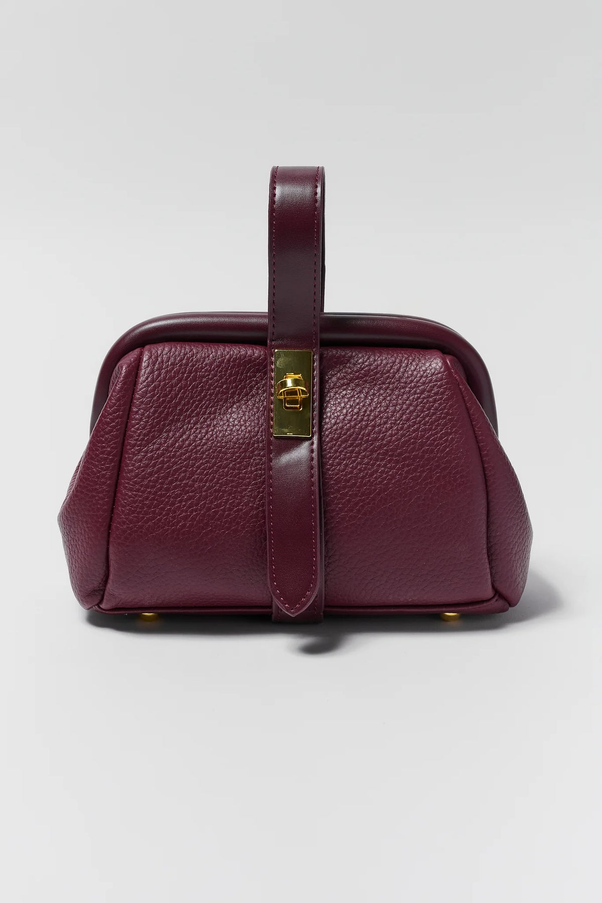 Burgundy Mini Turnlock Crossbody Bag