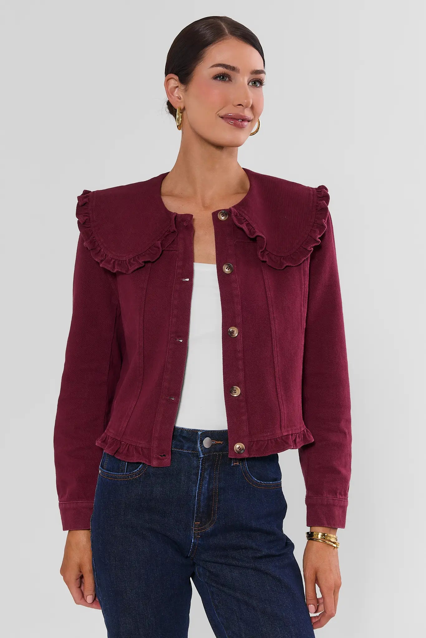 Gracie Burgundy Denim Jacket