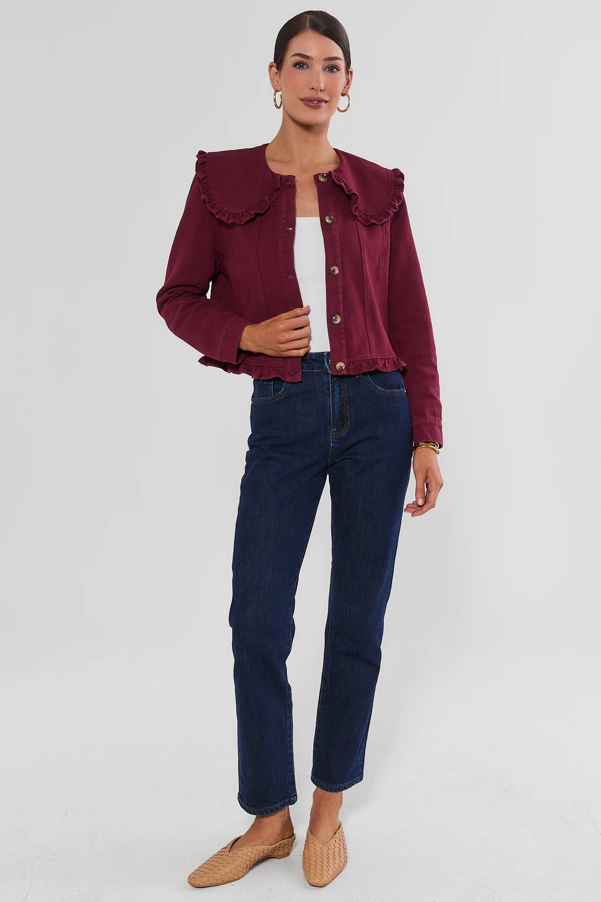 Gracie Burgundy Denim Jacket