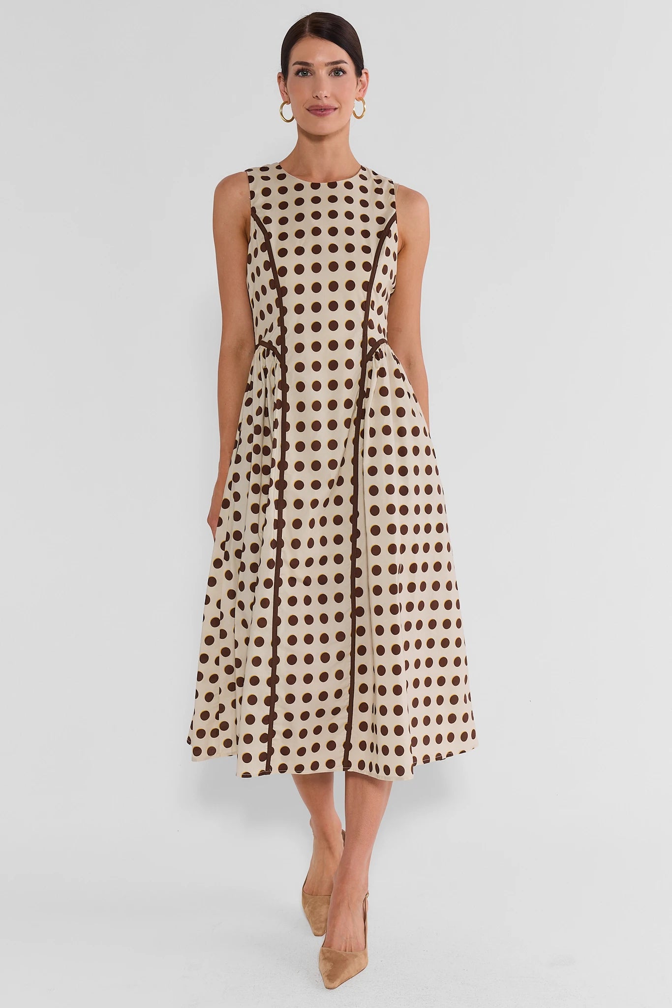Ivory Polka Dot Midi Dress