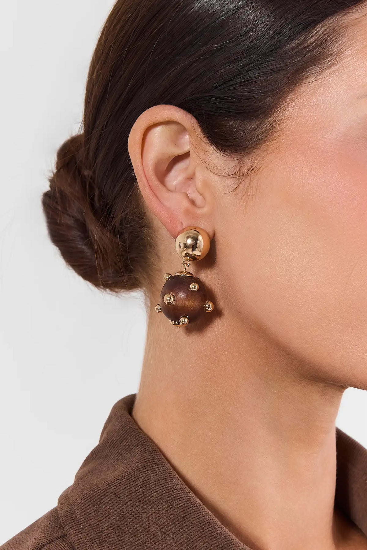 Gold Wooden Stacked Drop Earrings