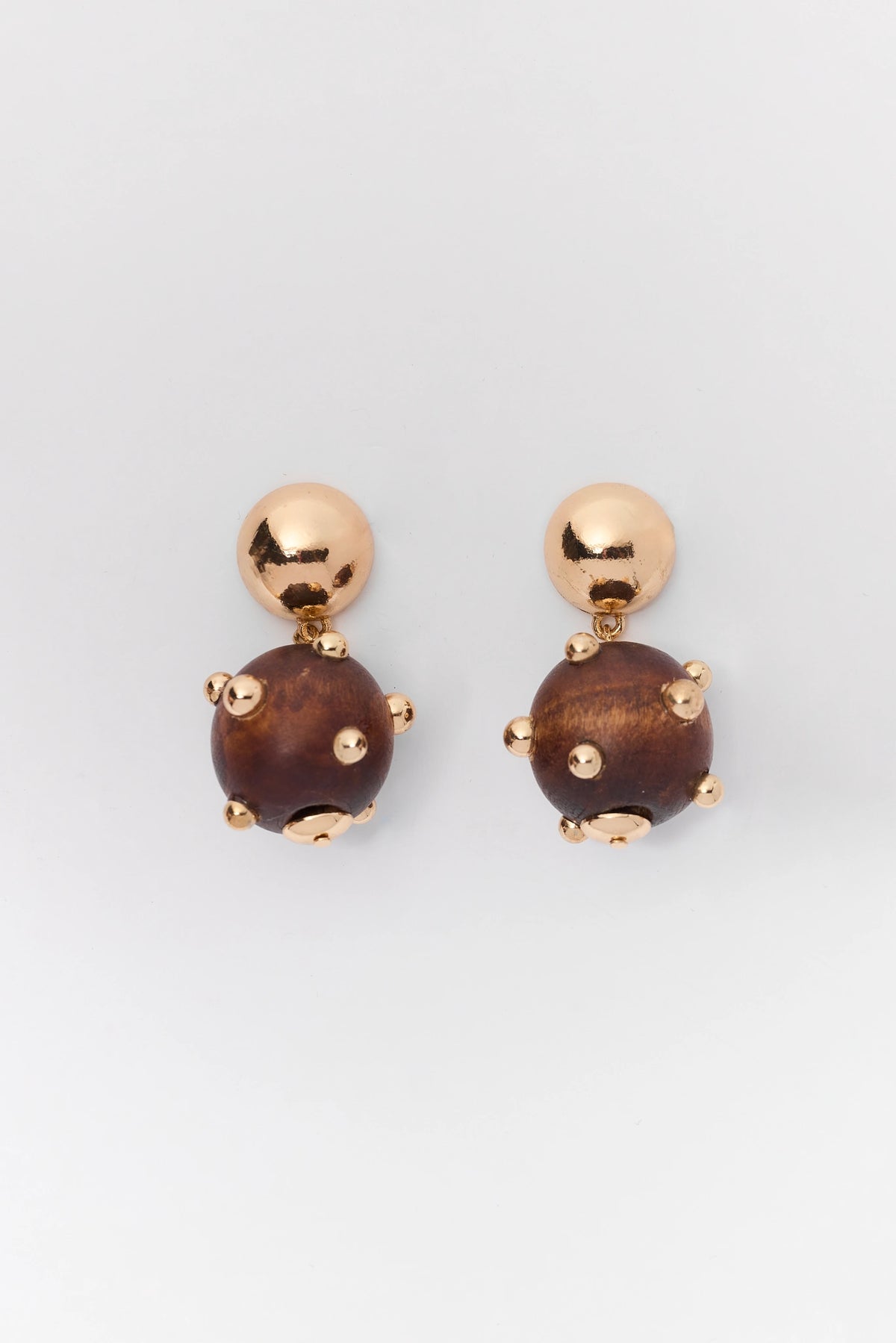 Gold Wooden Stacked Drop Earrings
