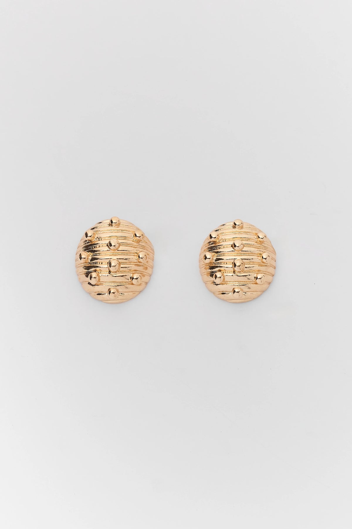 Gold Textured Oversized Stud Earrings