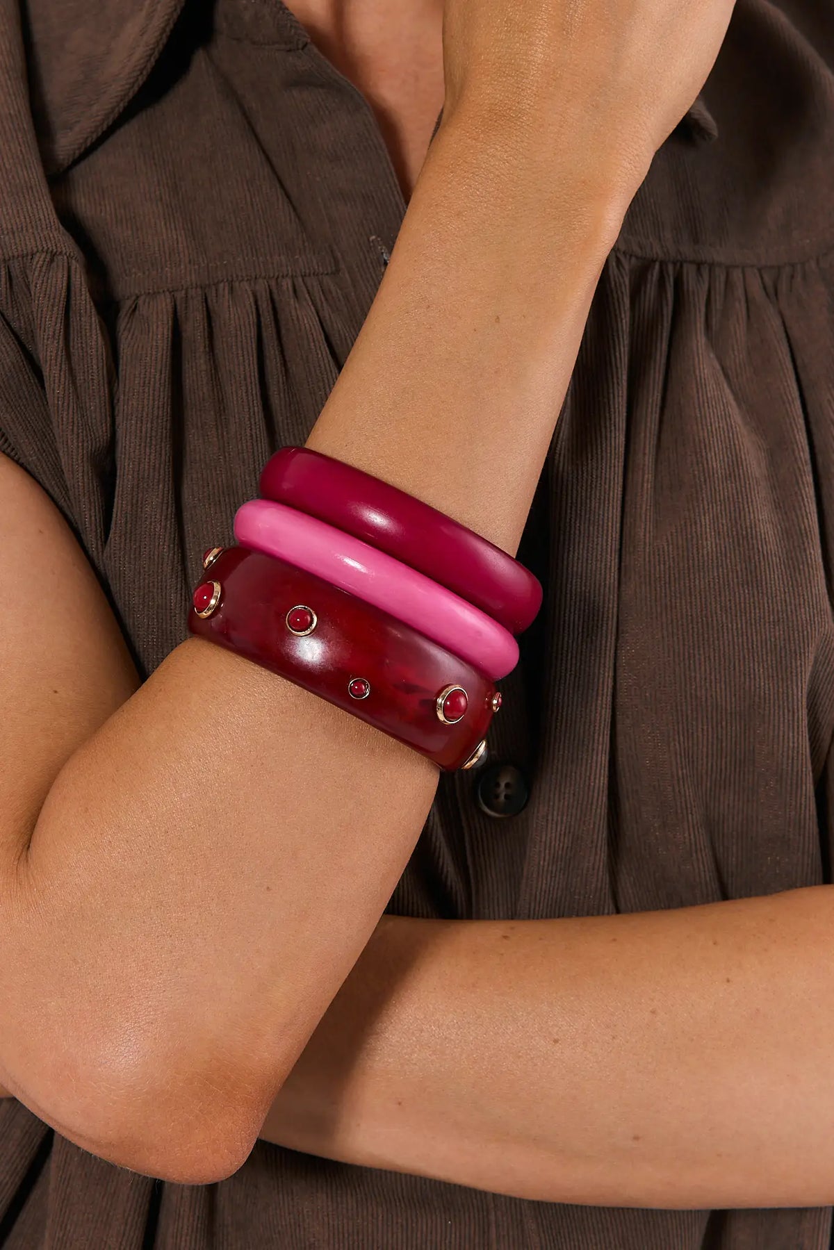 Pink Mixed Acrylic Bangle Set